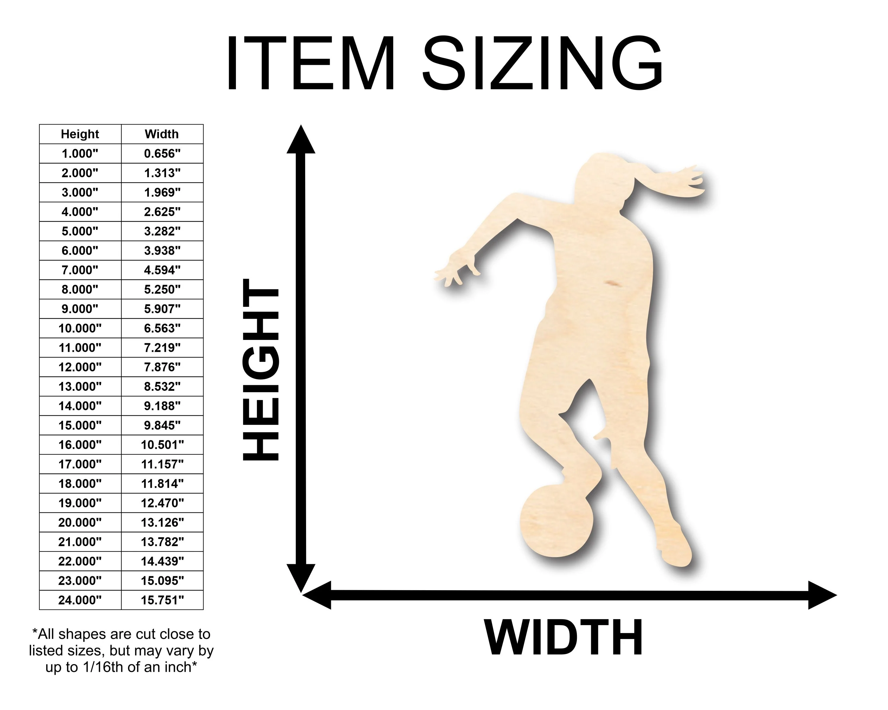Unfinished Wood Girl Soccer Shape - Craft - up to 46" DIY - Image 2
