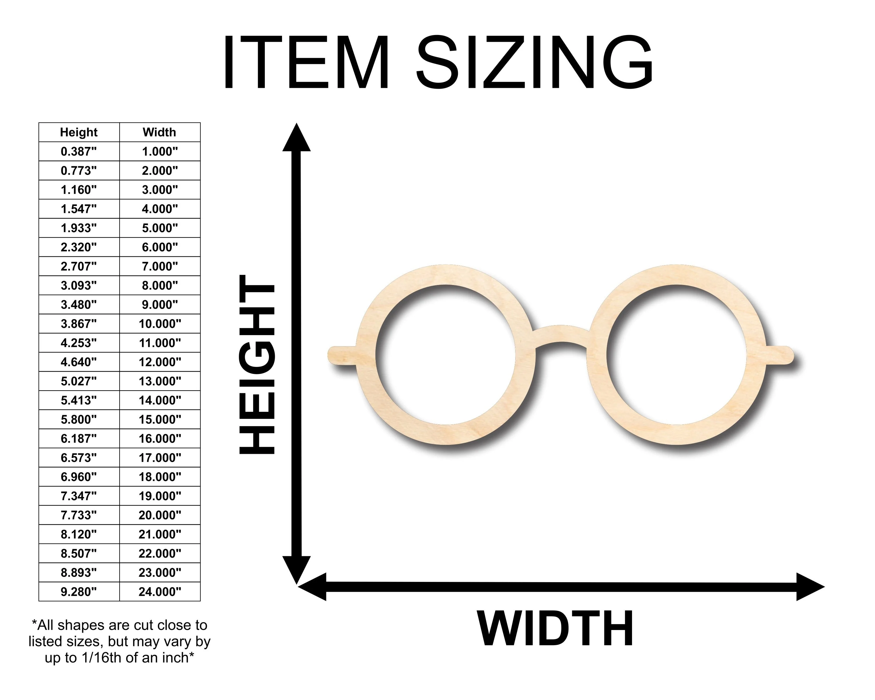 Unfinished Wood Glasses Shape - Craft - up to 46" DIY - Image 2