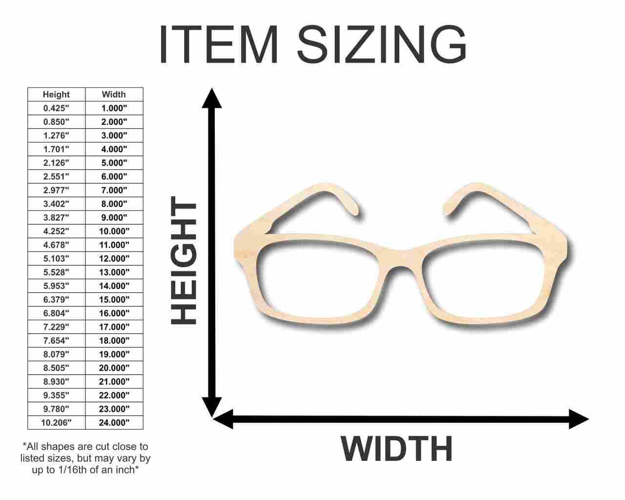 Unfinished Wood Glasses Shape - Craft - up to 46" DIY - Image 2