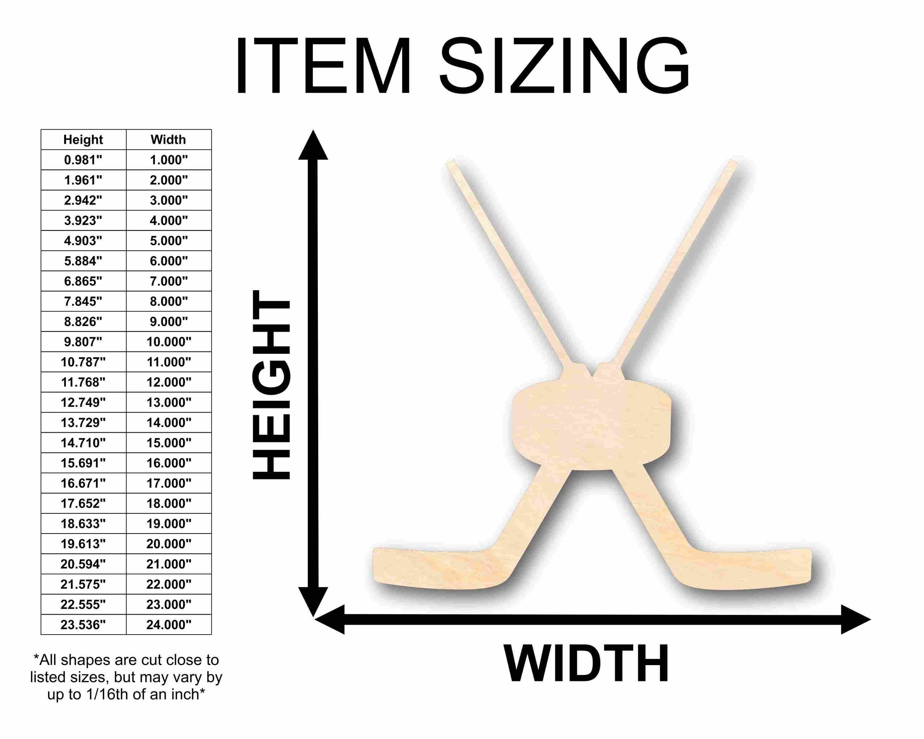 Unfinished Wood Goalie Hockey Sticks Pair with Puck Silhouette - Craft- up to 46" DIY - Image 2