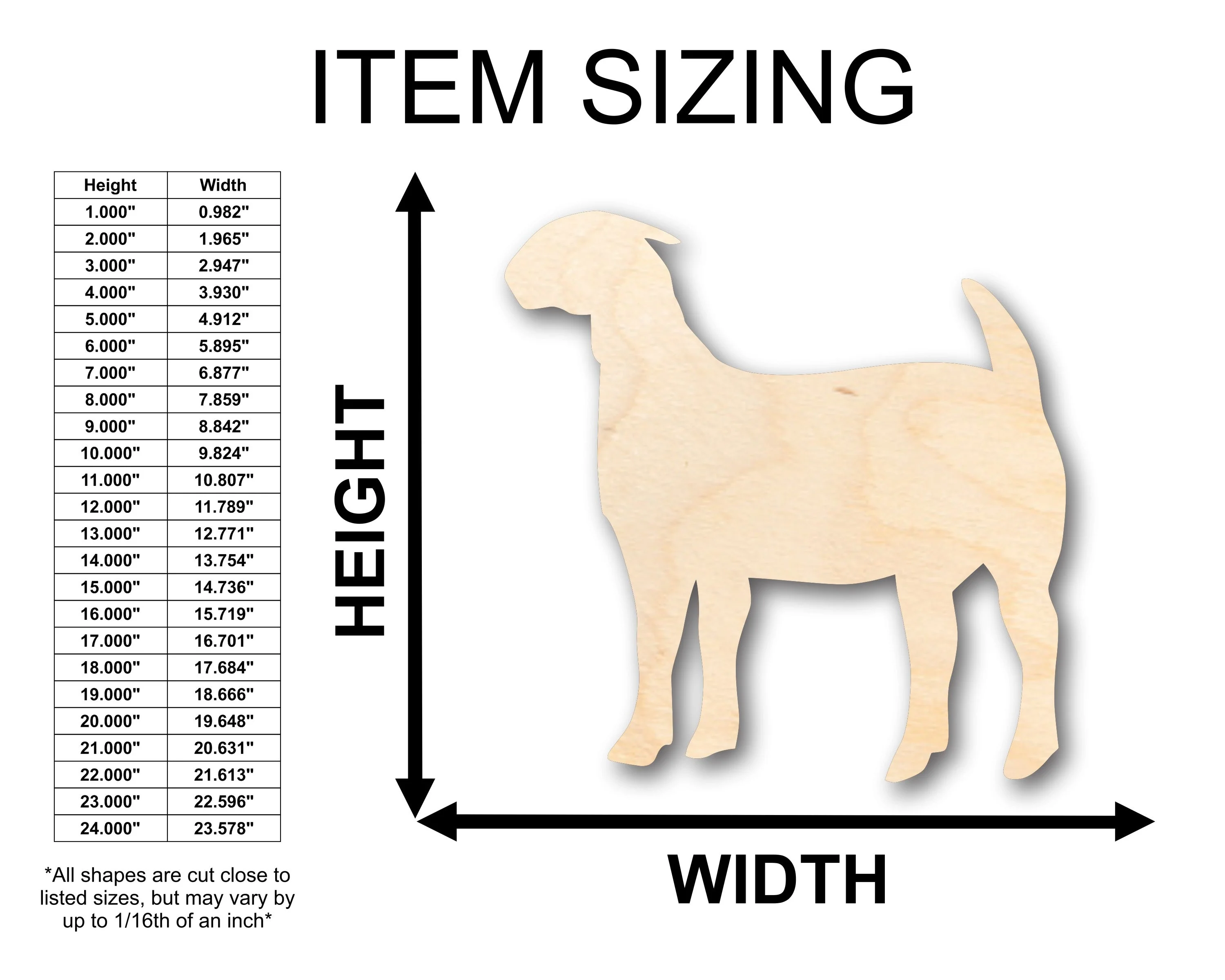 Unfinished Wood Goat Boer Farm Animal Shape - Craft - up to 46" DIY - Image 2