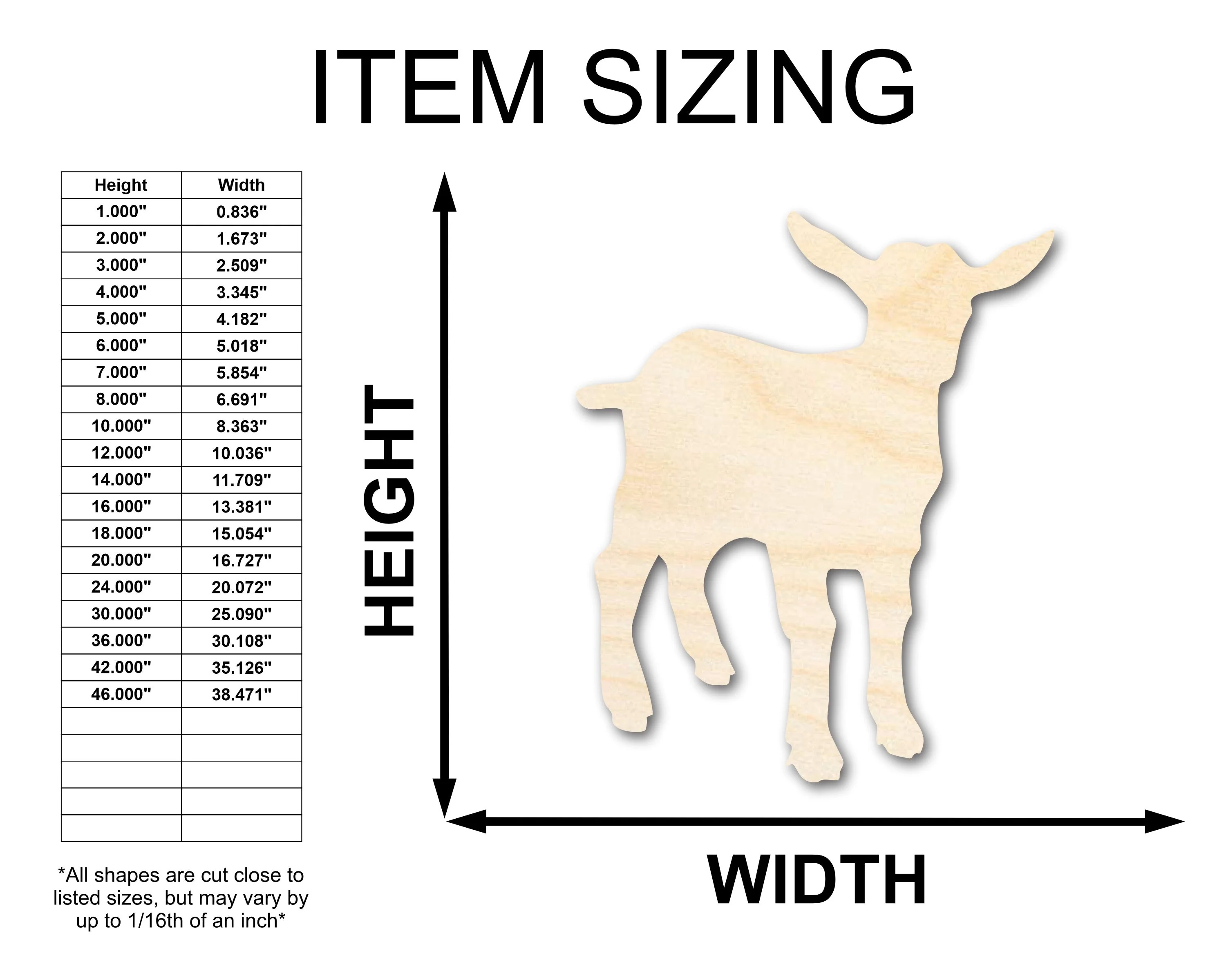 Unfinished Wood Goat Shape - Farm Animal Craft - up to 46" DIY - Image 2