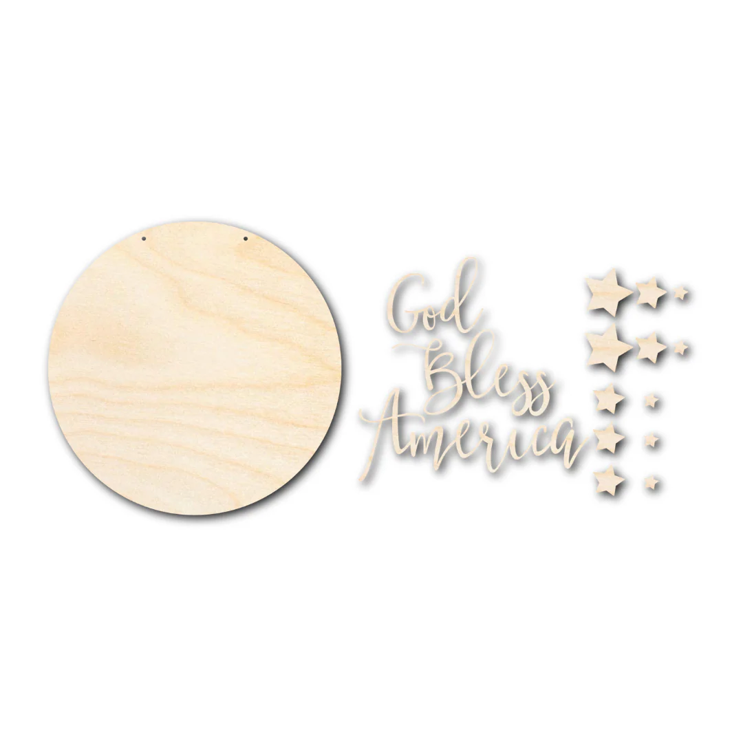 Unfinished Wood God Bless America Door Sign Kit | Wood Craft Cutouts | 1/4" Thick | - Image 3
