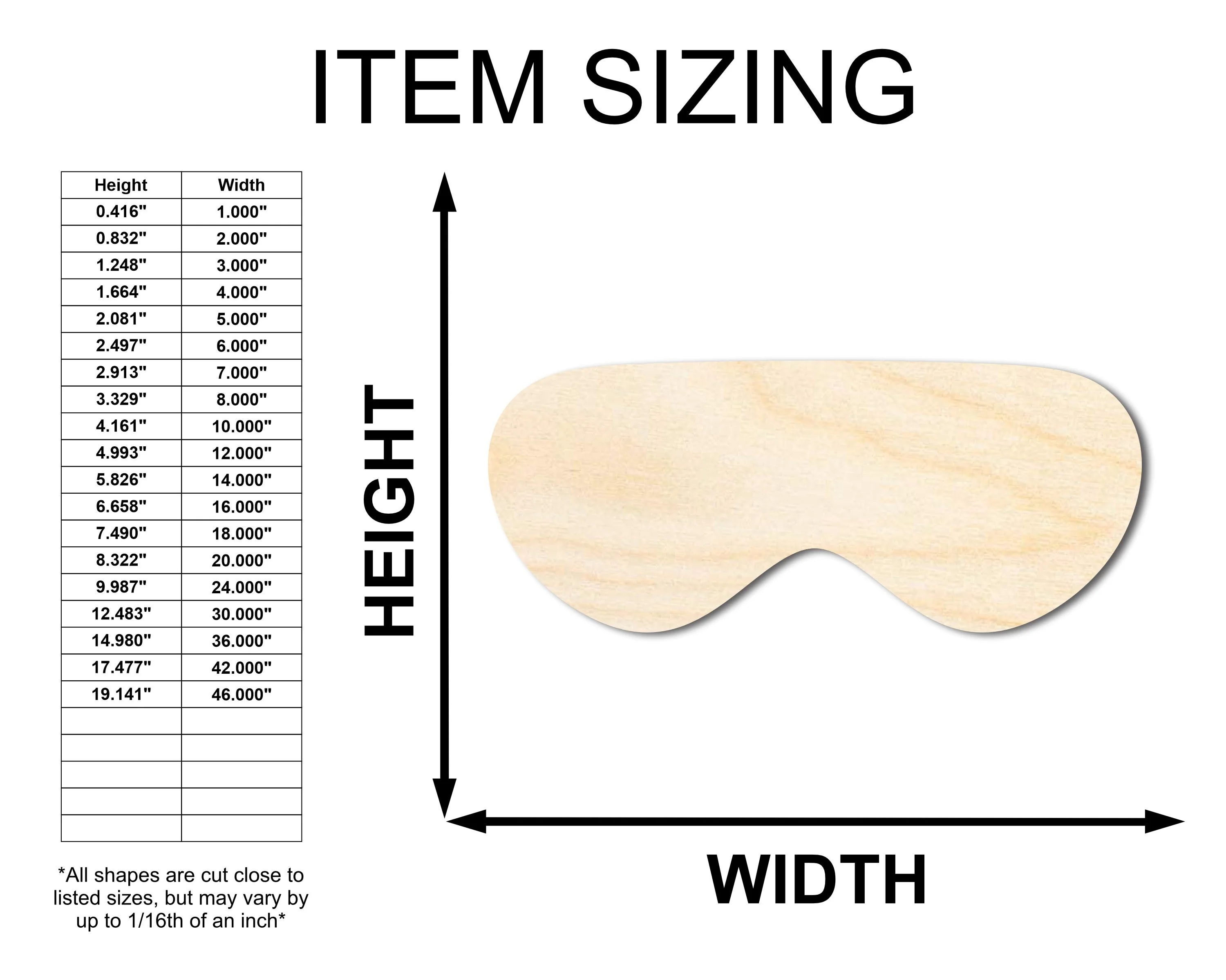 Unfinished Wood Goggles Shape - Craft - up to 46" - Image 4