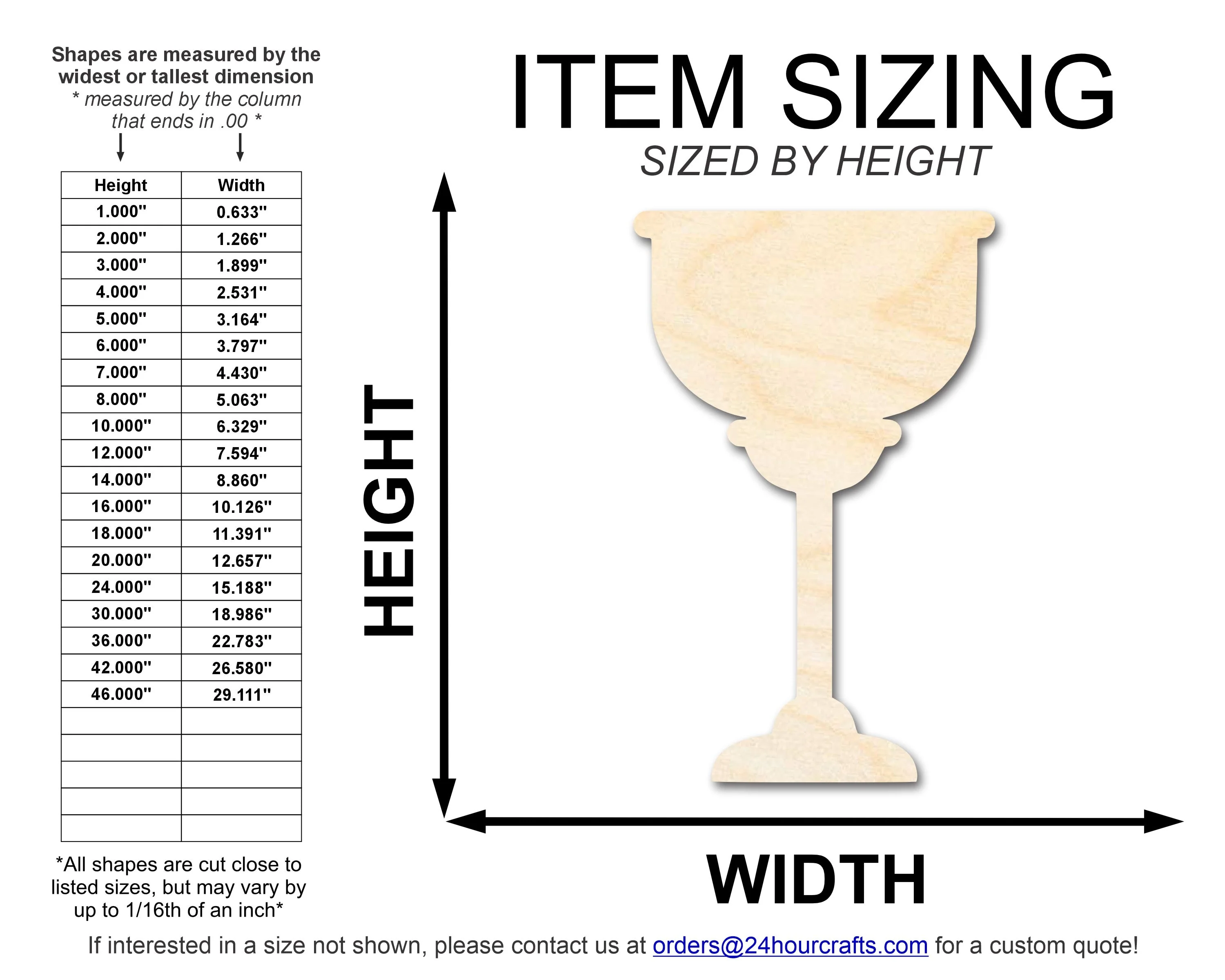 Unfinished Wood Golden Cup Shape | DIY Craft Cutout | up to 46" DIY - Image 2