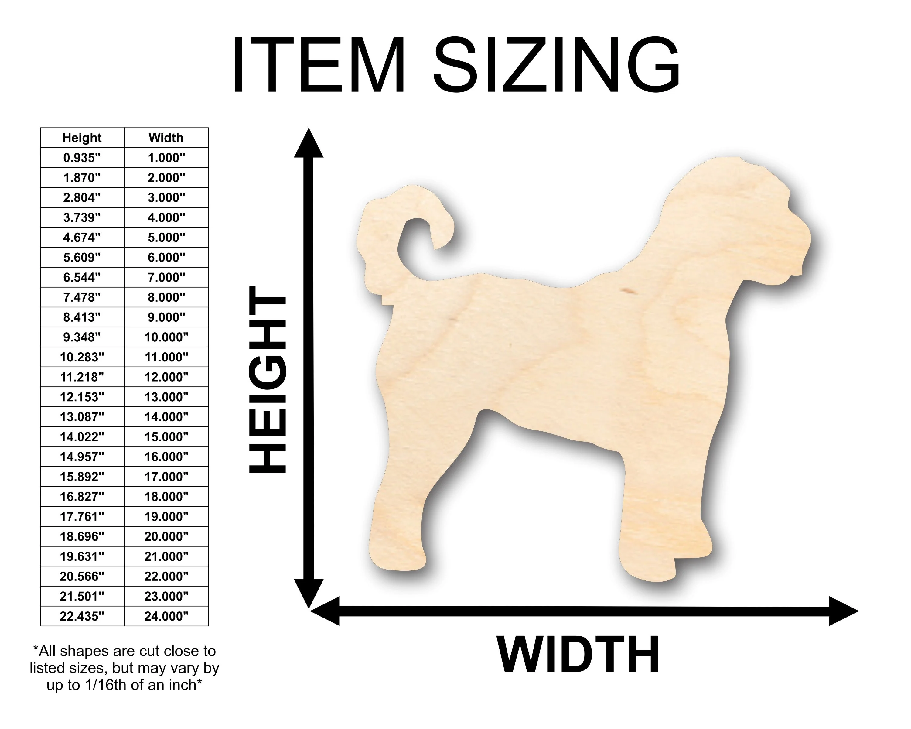 Unfinished Wood Golden Doodle Dog Shape - Craft - up to 46" DIY - Image 2