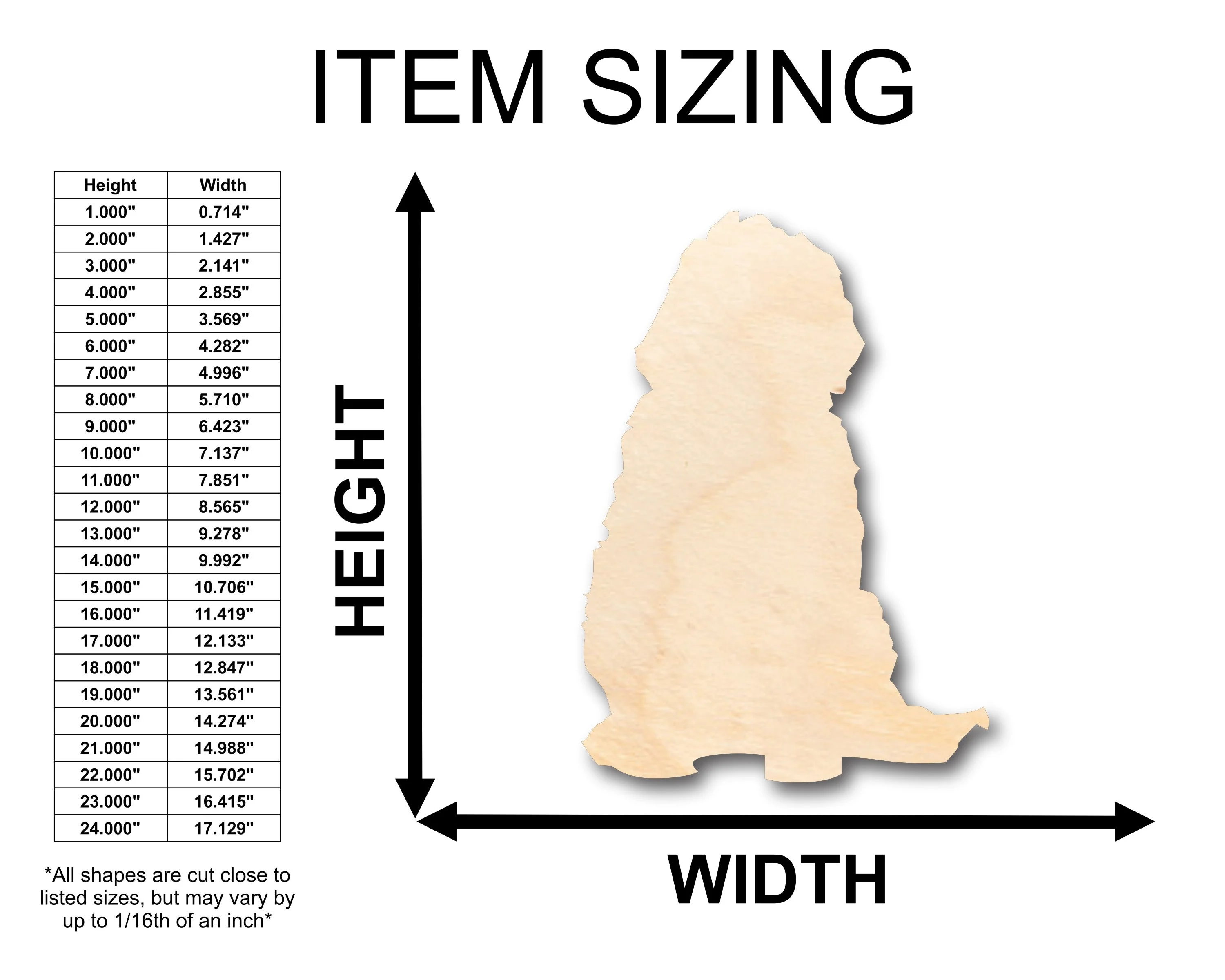 Unfinished Wood Golden Doodle Dog Shape - Craft - up to 46" DIY - Image 2