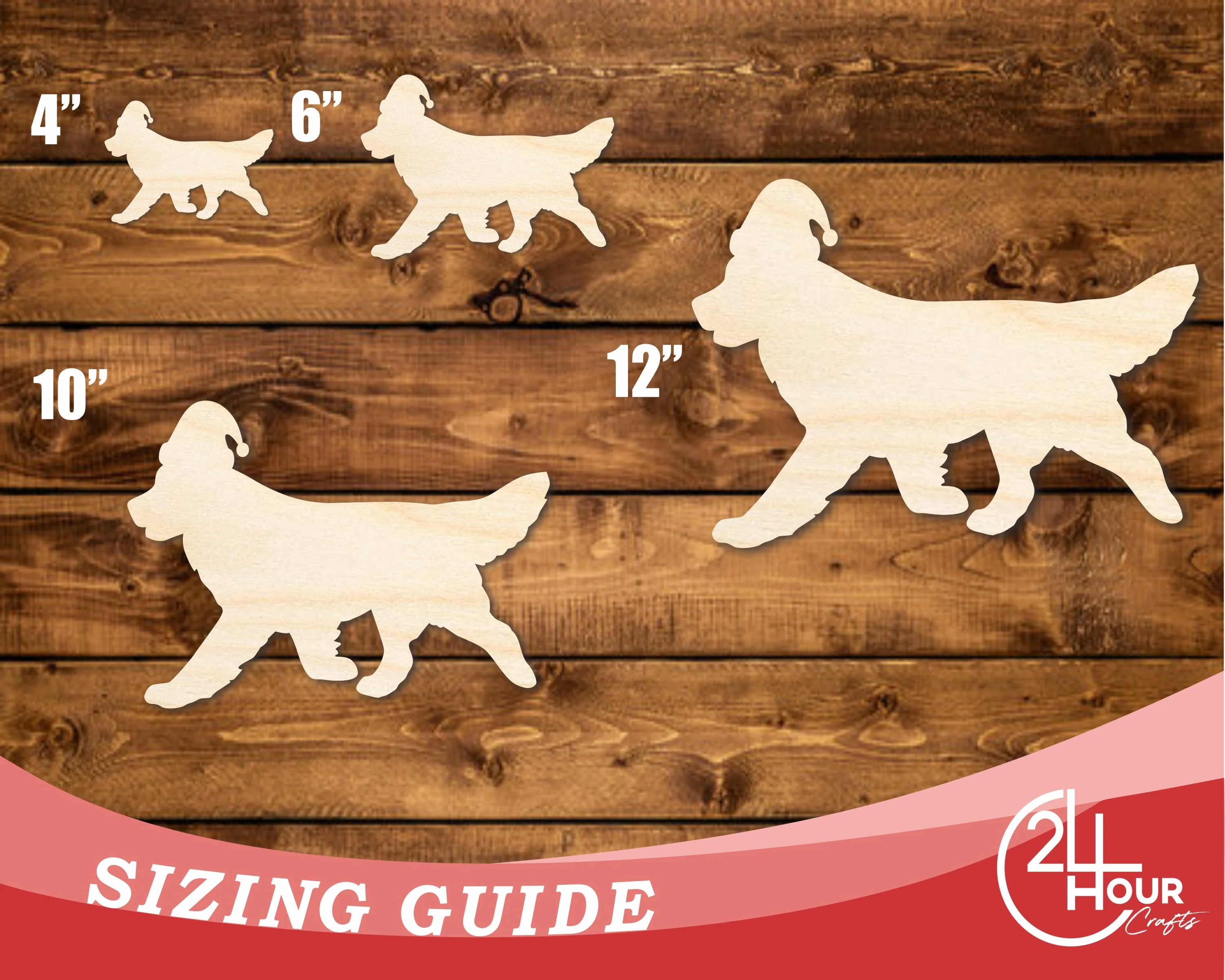 Unfinished Wood Golden Retriever With Santa Hat Shape | DIY Craft Cutout | up to 46" DIY - Image 3