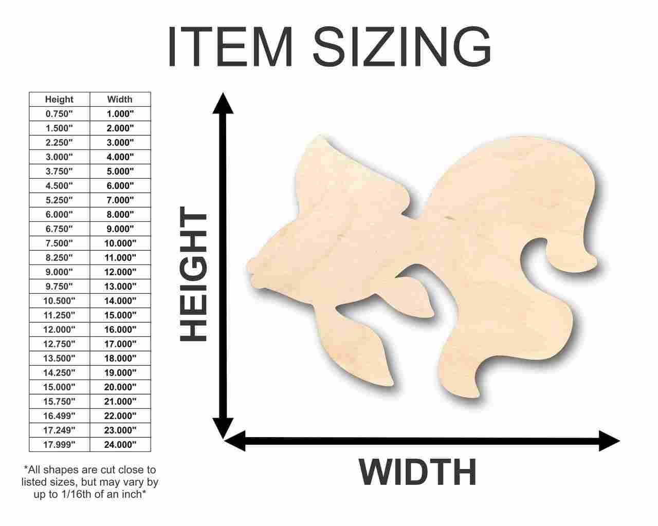Unfinished Wood Goldfish Shape - Pet - Ocean - Craft - up to 46" DIY - Image 2