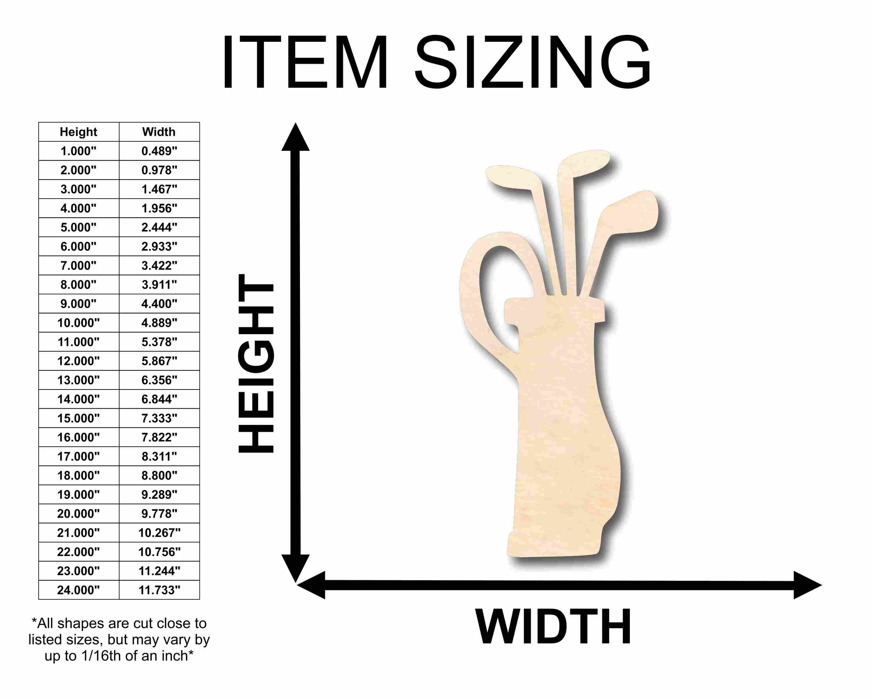 Unfinished Wood Golf Bag Silhouette - Craft- up to 46" DIY - Image 2