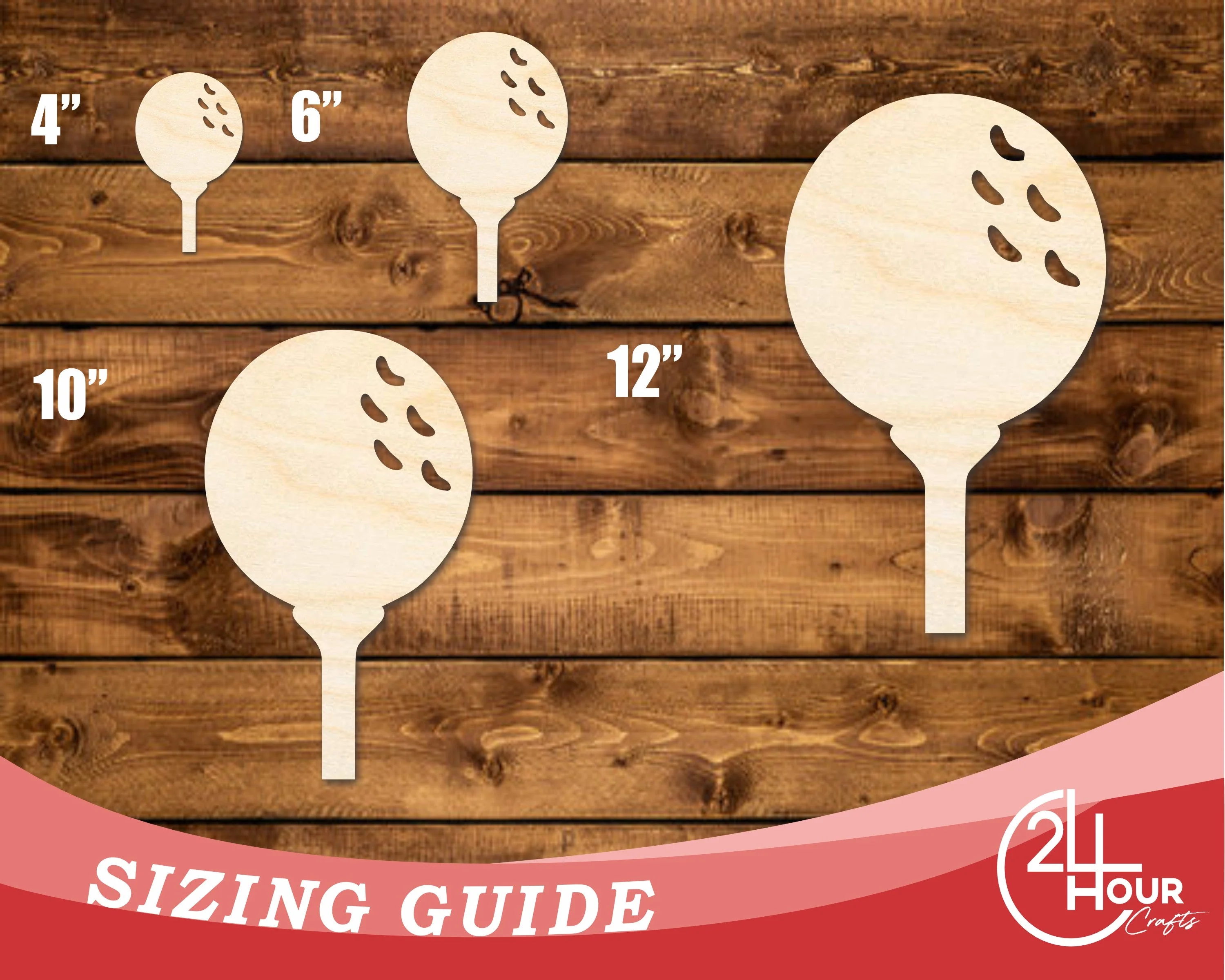 Unfinished Wood Golf Ball and Tee Shape | DIY Craft Cutout | up to 46" DIY - Image 3