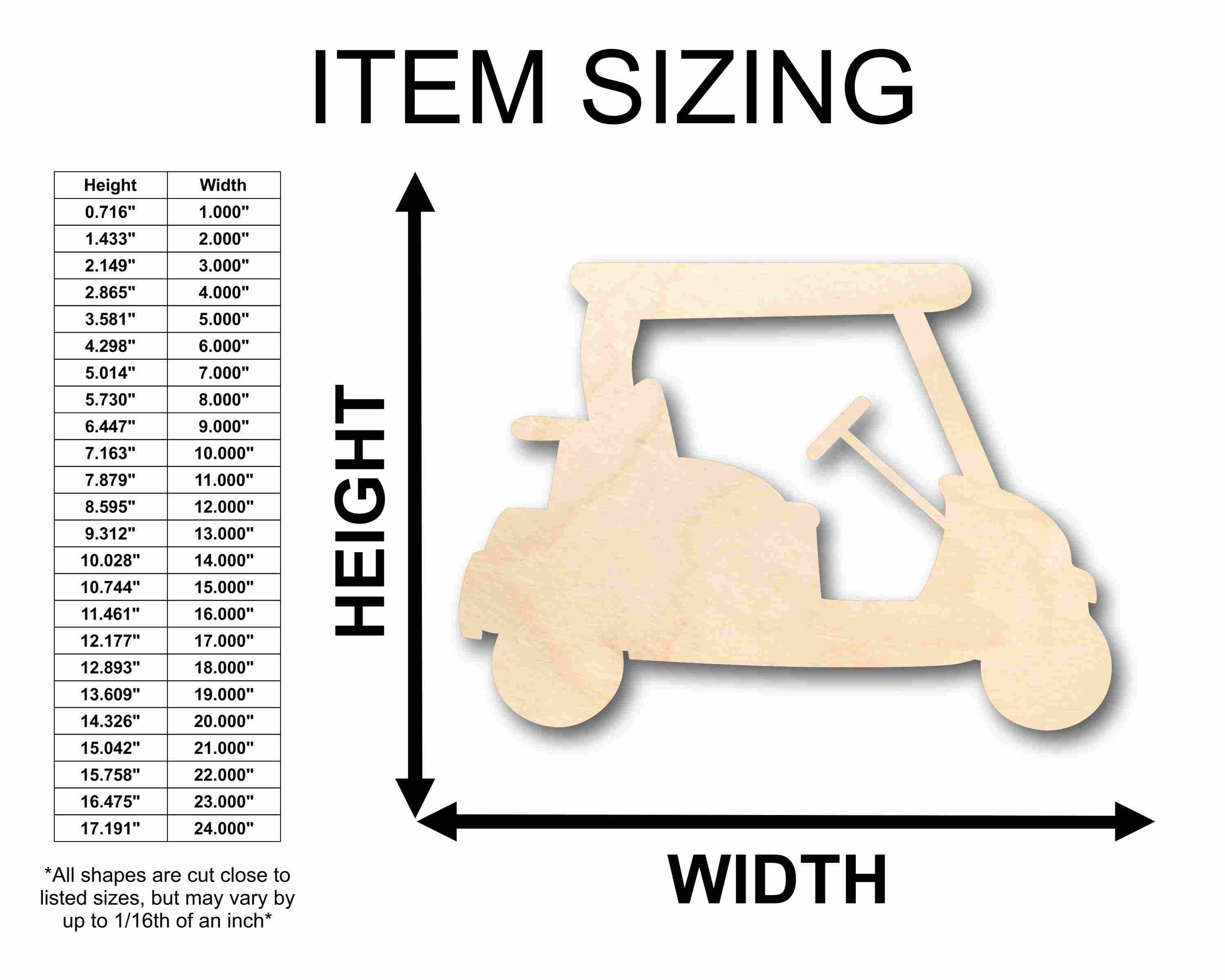 Unfinished Wood Golf Cart Silhouette - Craft- up to 46" DIY - Image 2
