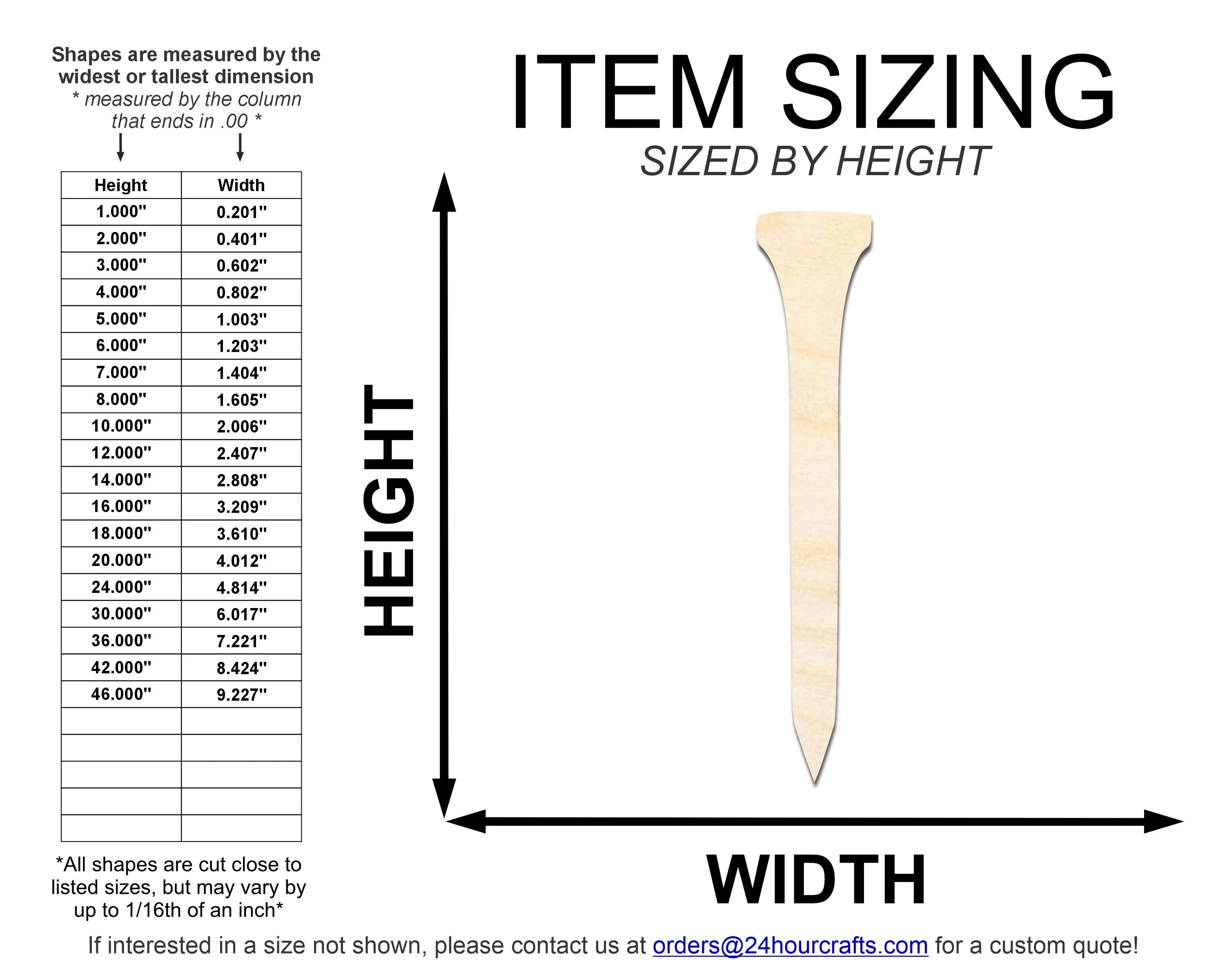 Unfinished Wood Golf Tee Shape | DIY Craft Cutout | up to 46" DIY - Image 2