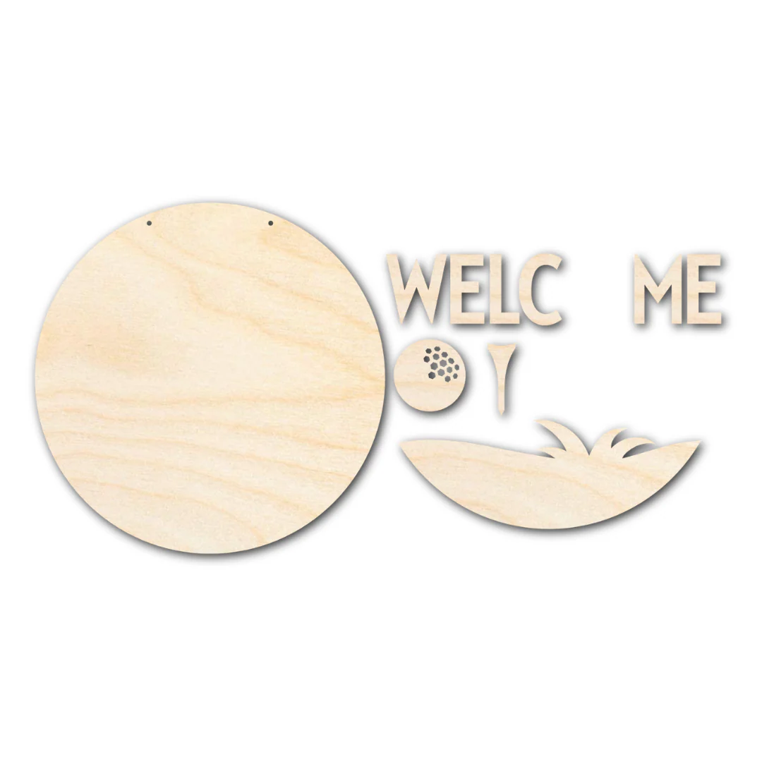 Unfinished Wood Golf Welcome Door Sign Kit | Wood Craft Cutouts | 1/4" Thick | - Image 3