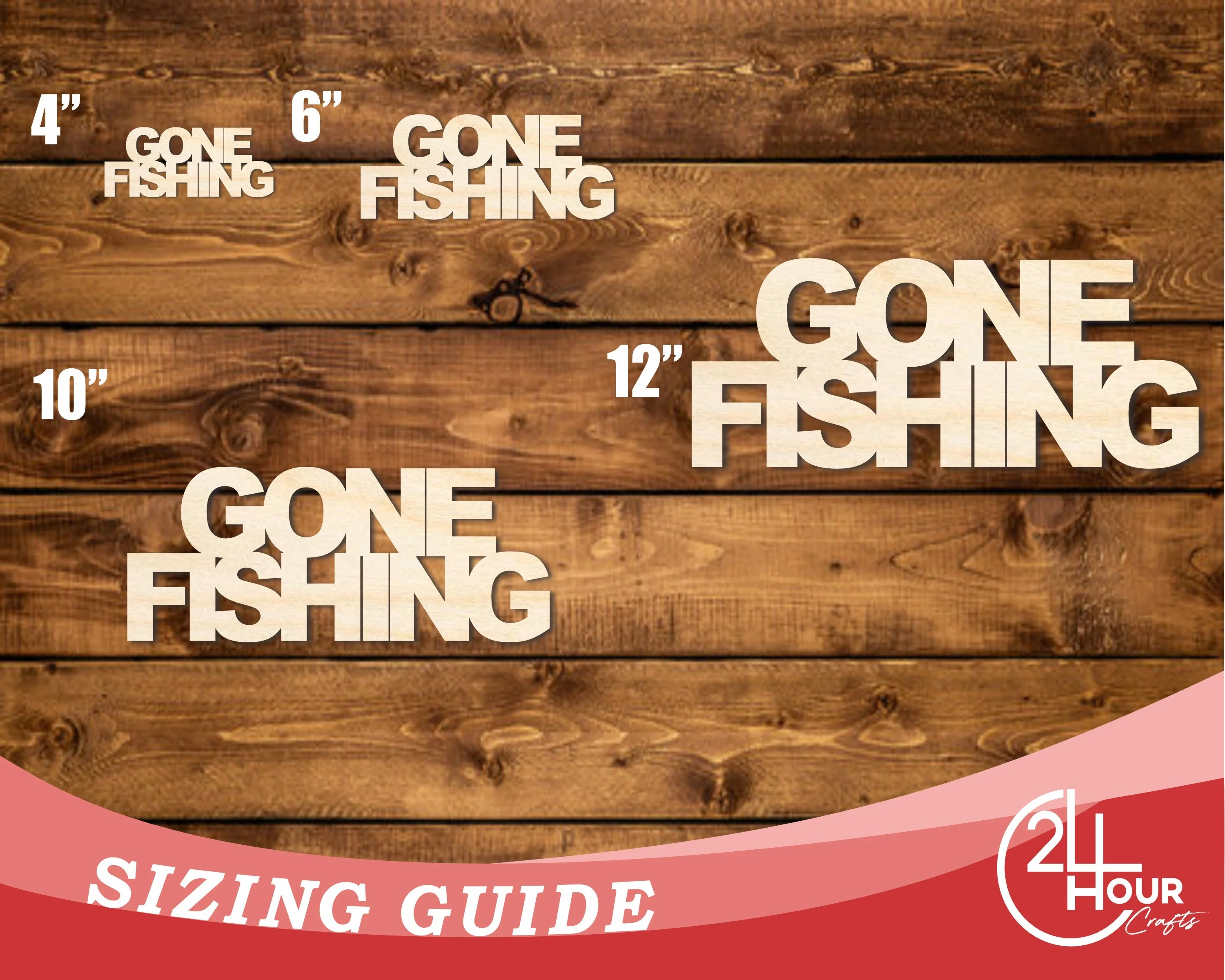 Unfinished Wood Gone Fishing Cutout | DIY Craft Cutout | up to 46" DIY - Image 3