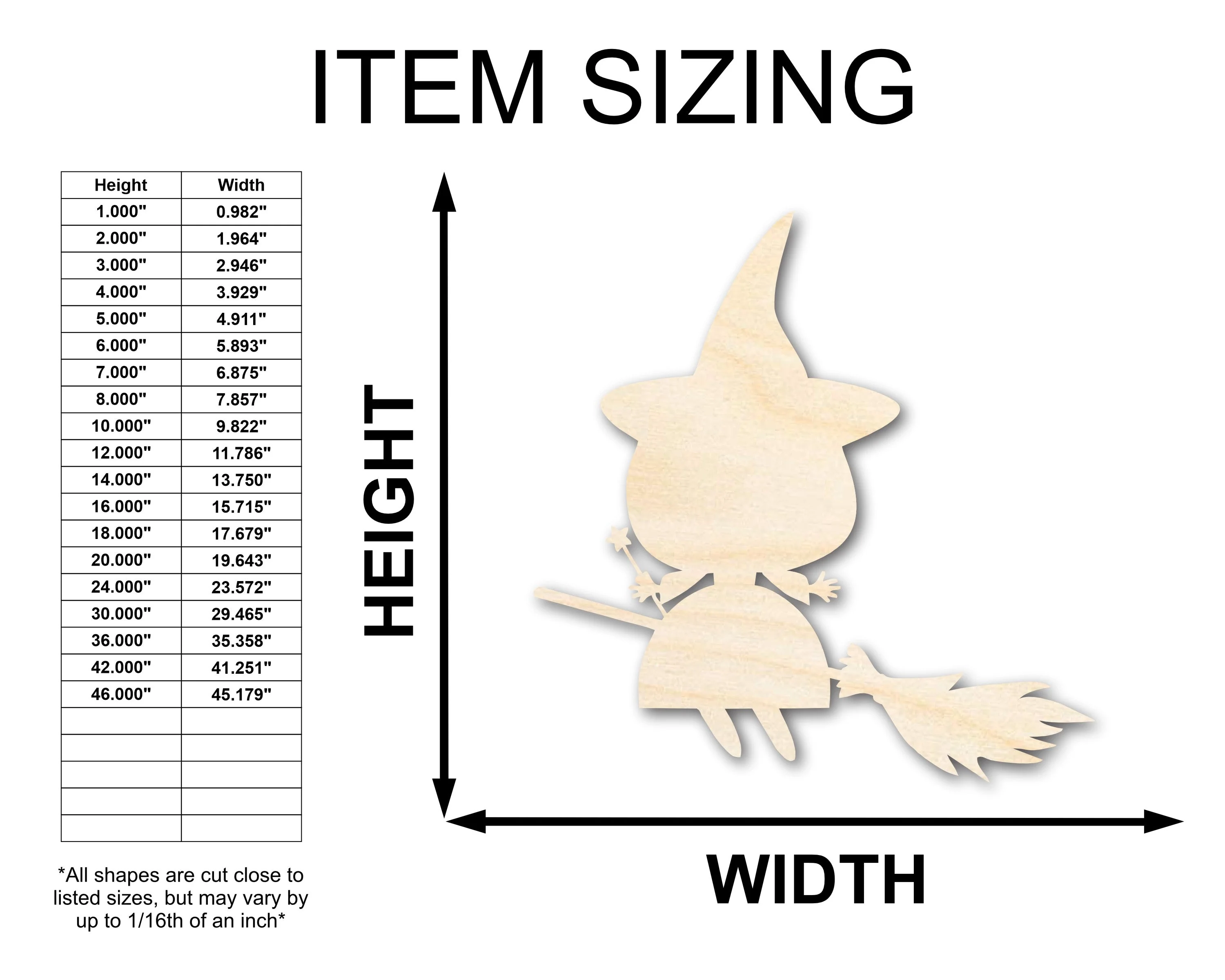 Unfinished Wood Good Witch Shape - Craft - up to 46" - Image 2