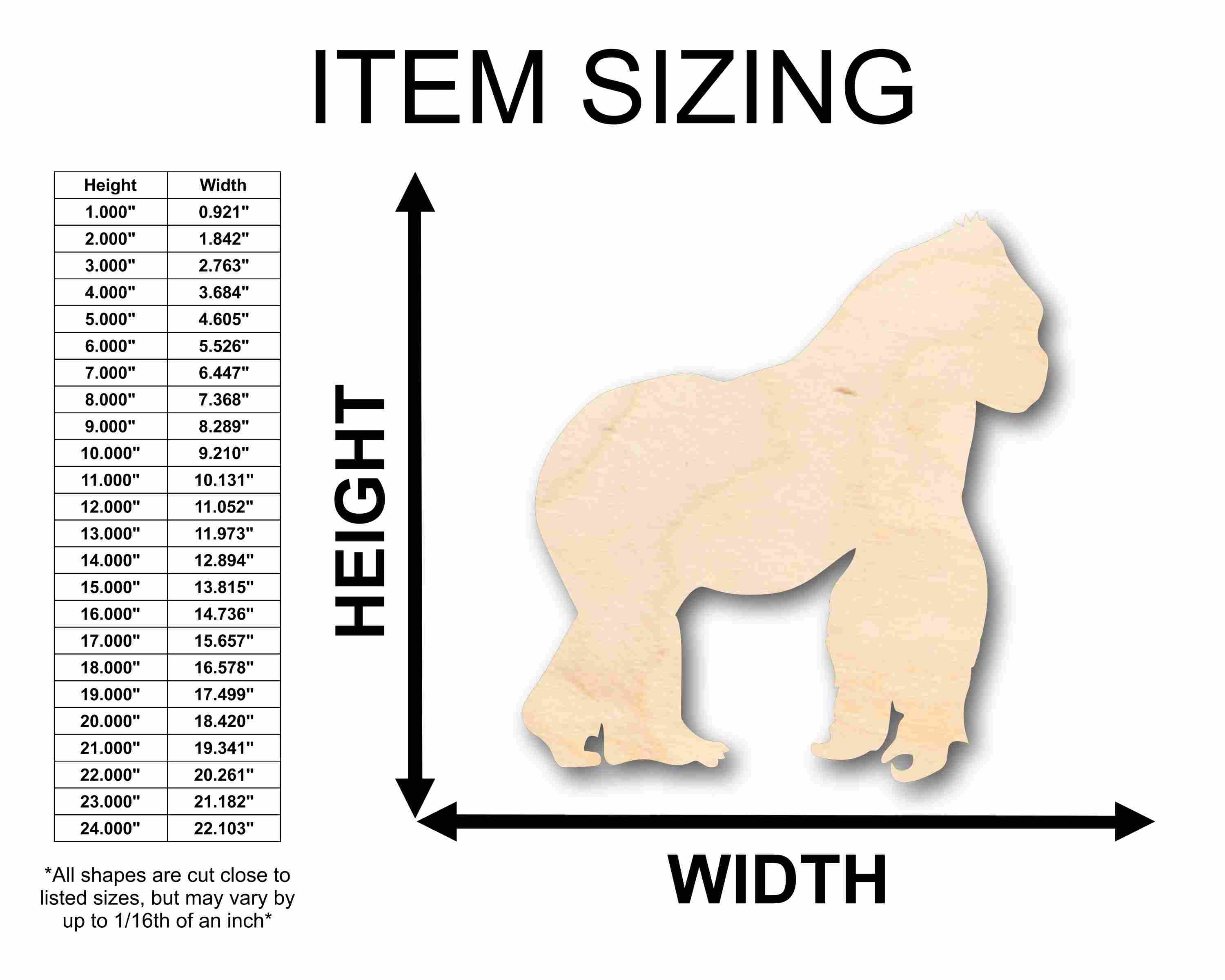 Unfinished Wood Gorilla Silhouette - Craft- up to 46" DIY - Image 2