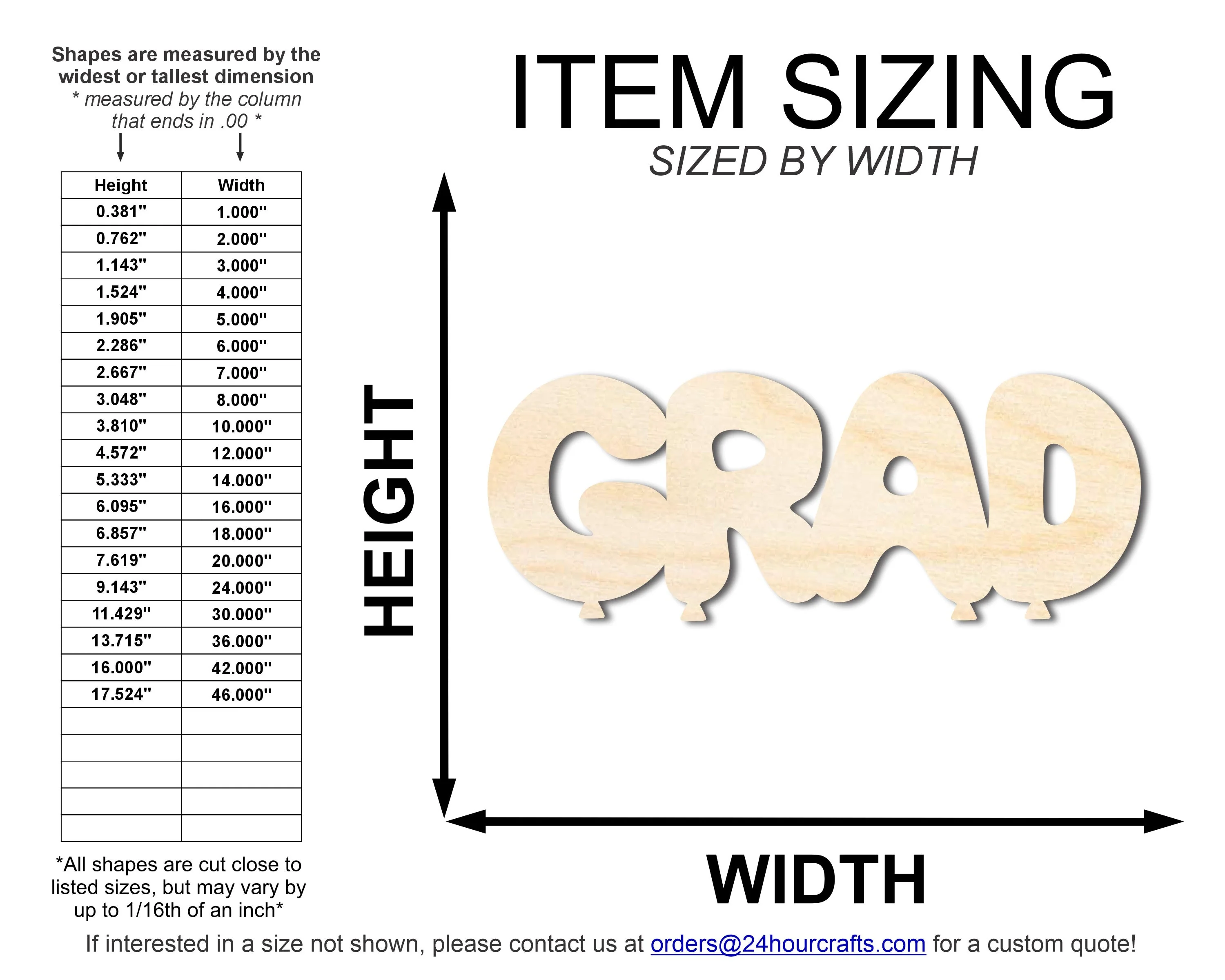 Unfinished Wood Grad Balloons Shape | DIY Craft Cutout | up to 46" DIY - Image 2