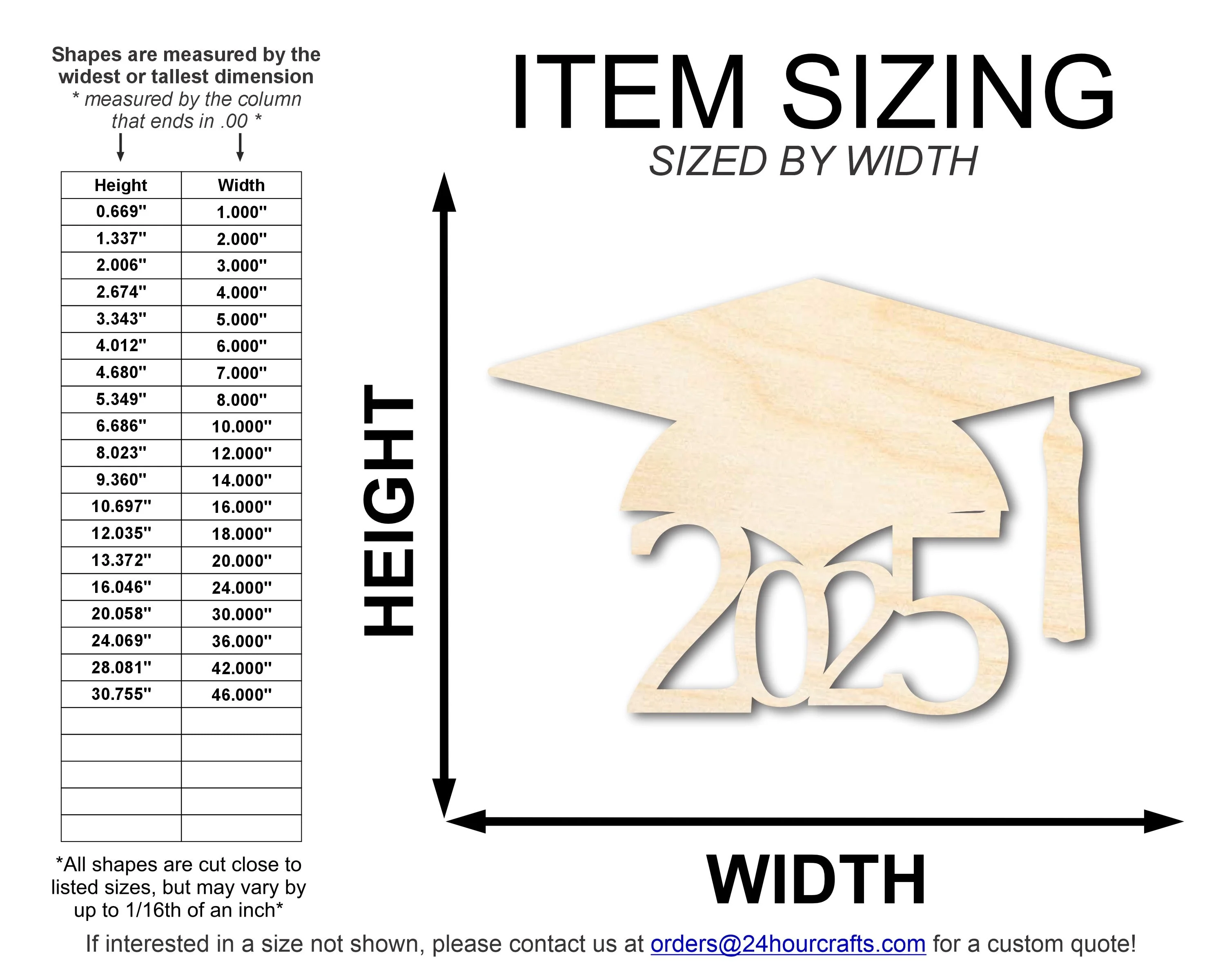 Unfinished Wood Grad Cap 2025 Shape | DIY Craft Cutout | up to 46" DIY - Image 2