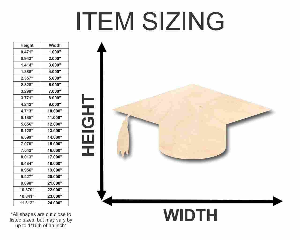 Unfinished Wood Graduation Cap Shape - Craft - up to 46" DIY - Image 2