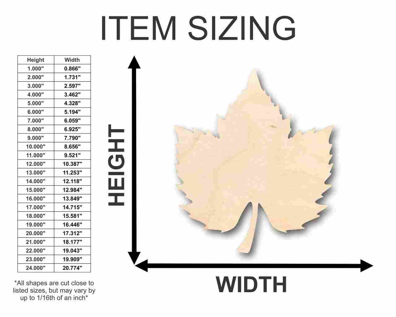 Unfinished Wood Grape Leaf Shape - Fruit - Food - Craft - up to 46" DIY - Image 2
