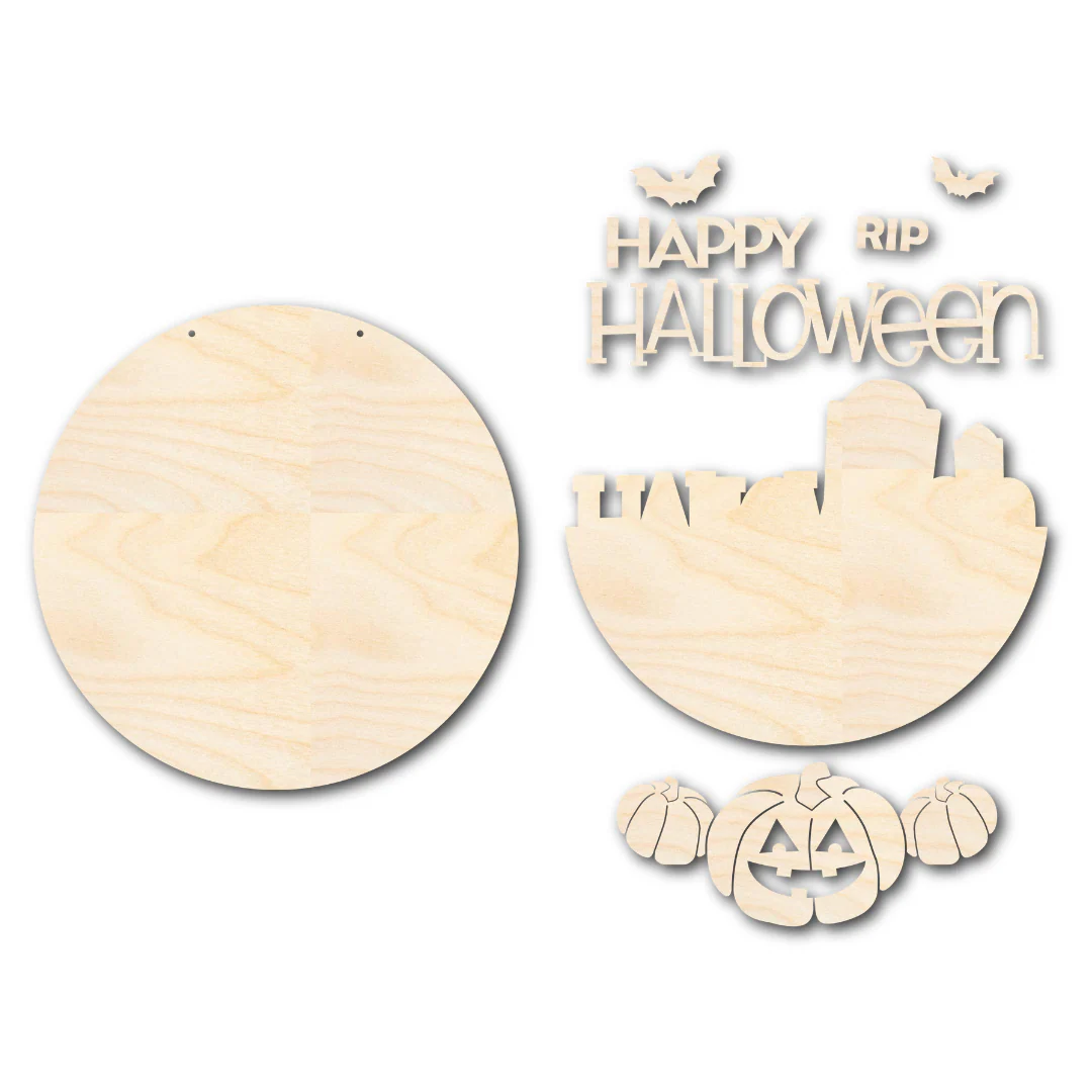 Unfinished Wood Graveyard Halloween Door Sign Kit | Wood Craft Cutouts | 1/4" Thick | - Image 3