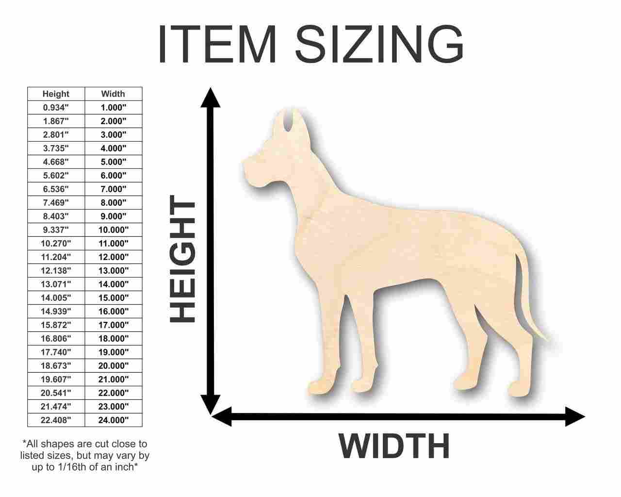 Unfinished Wood Great Dane Dog Shape - Animal - Pet - Craft - up to 46" DIY - Image 2