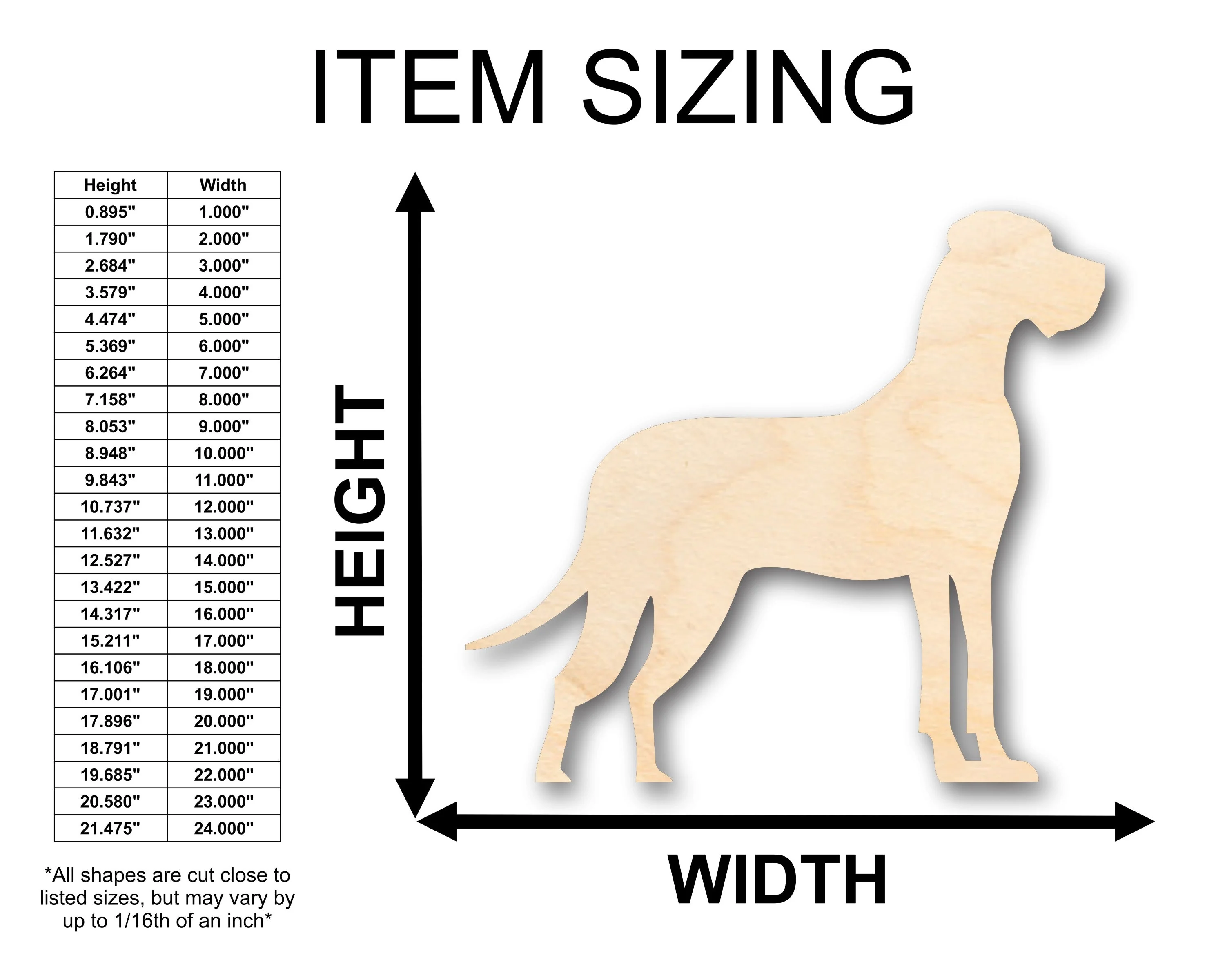 Unfinished Wood Great Dane Dog Shape - Craft - up to 46" DIY - Image 2