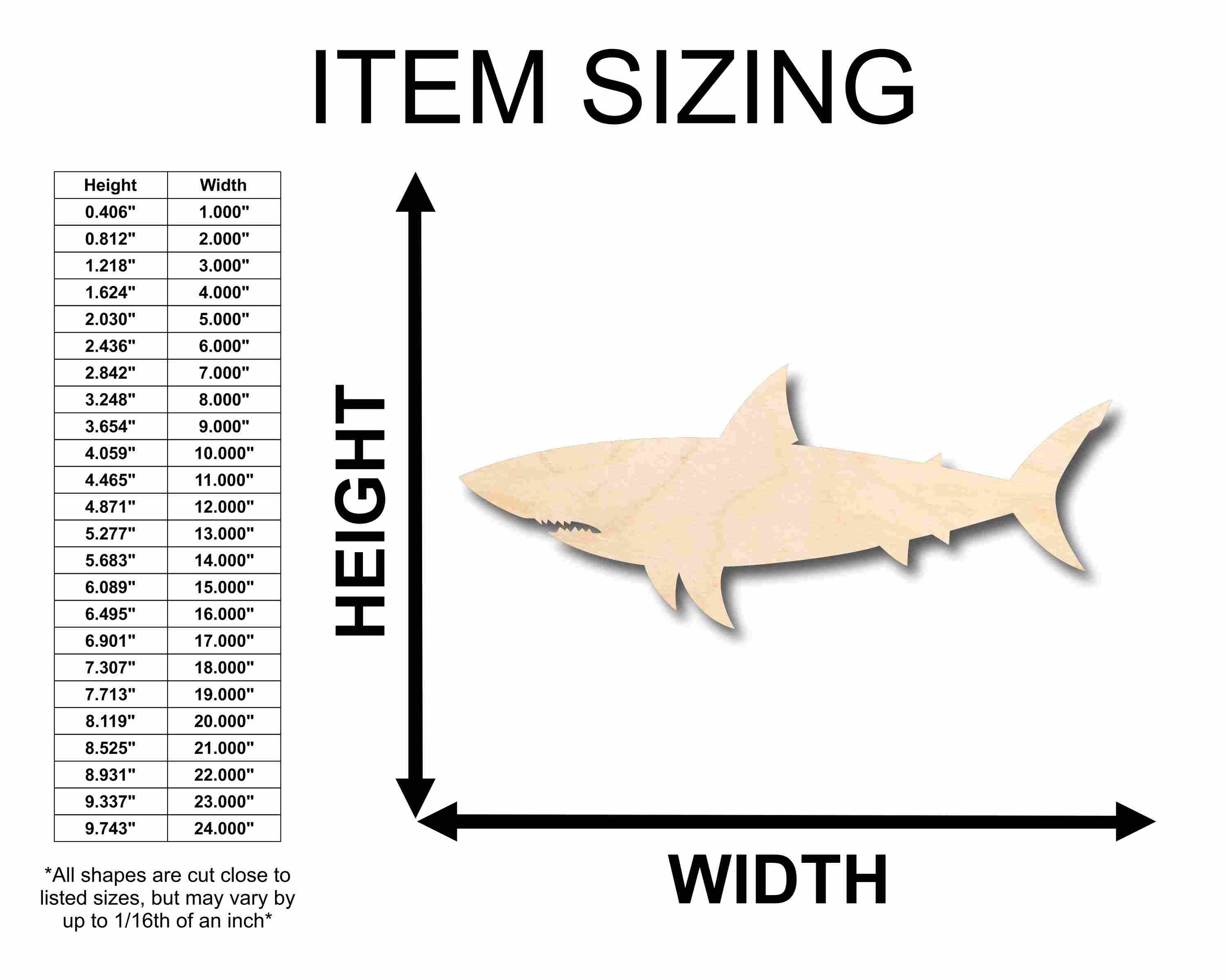 Unfinished Wood Great White Shark Silhouette - Craft- up to 46" DIY - Image 2