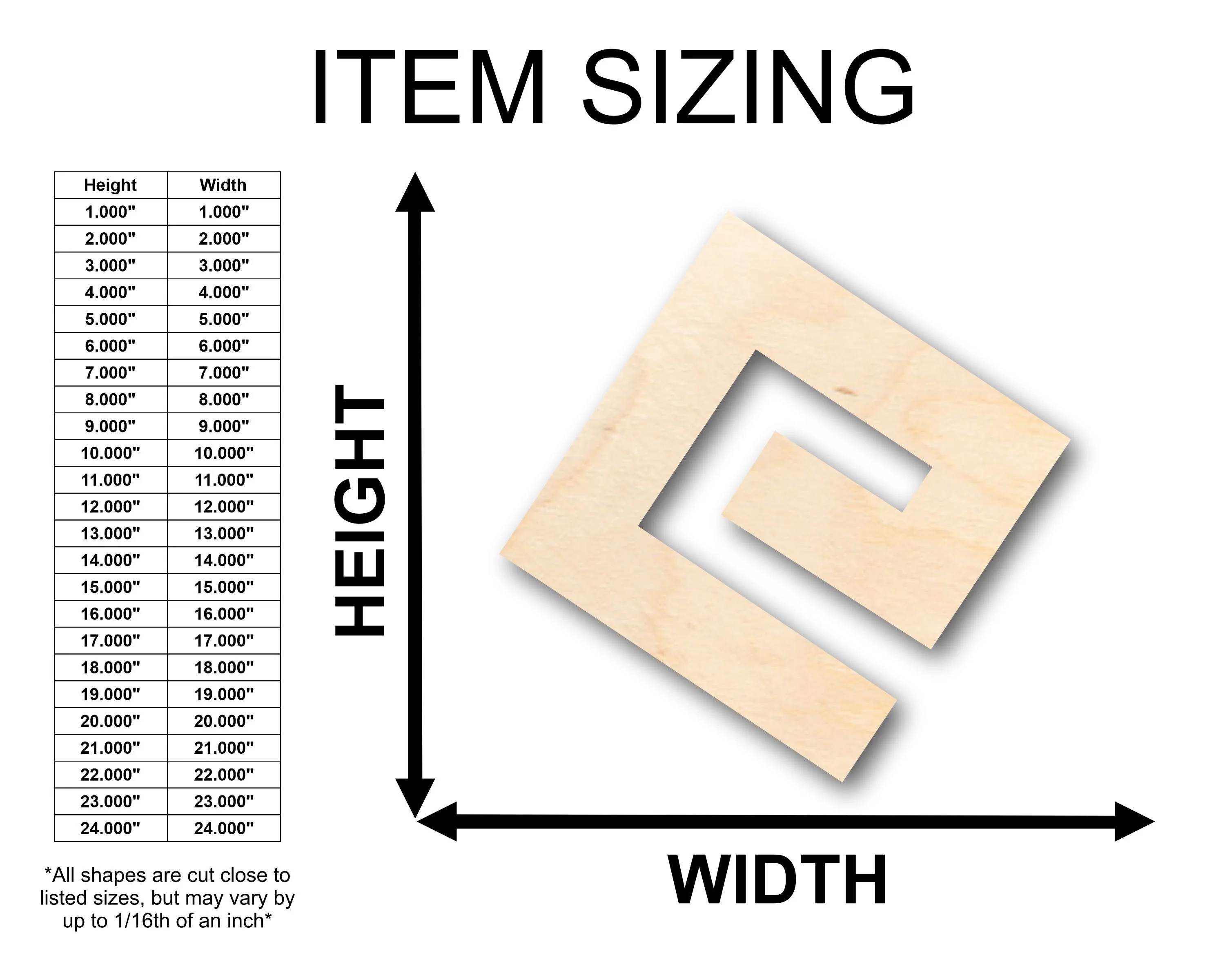 Unfinished Wood Greek Key Symbol Shape - Craft - up to 46" DIY - Image 2