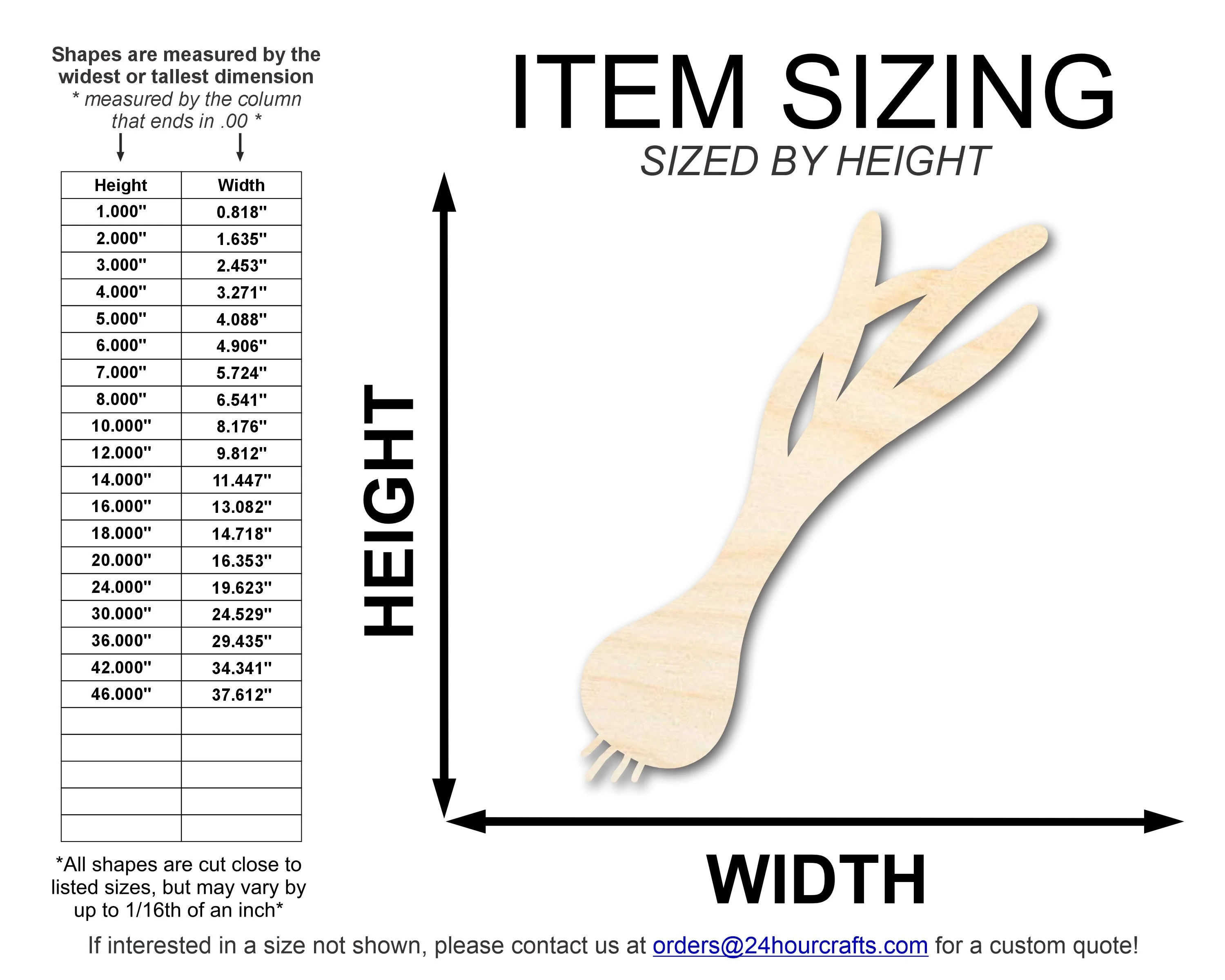Unfinished Wood Green Onion Shape | DIY Craft Cutout | up to 46" DIY - Image 2