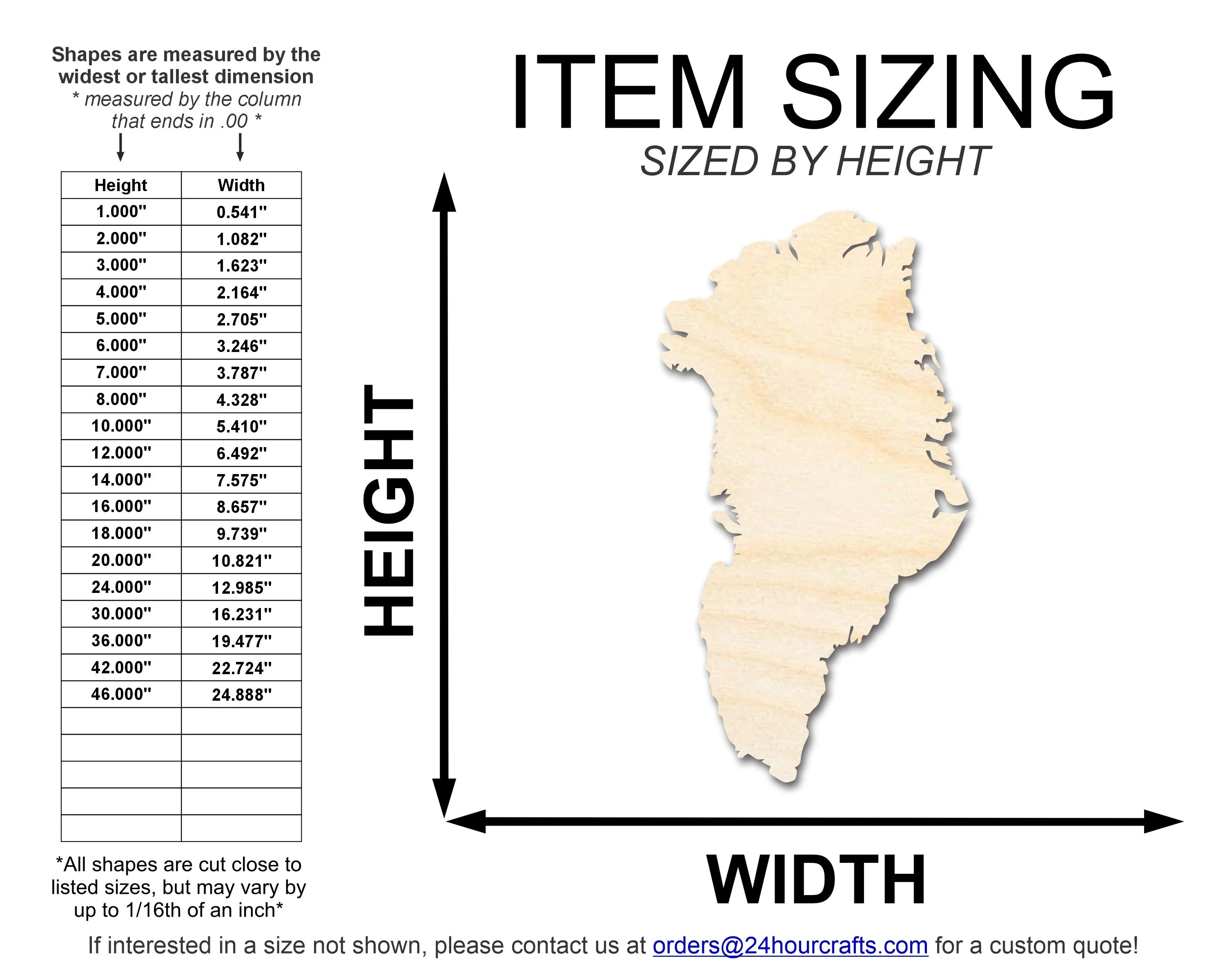 Unfinished Wood Greenland Shape | DIY Craft Cutout | up to 46" DIY - Image 2