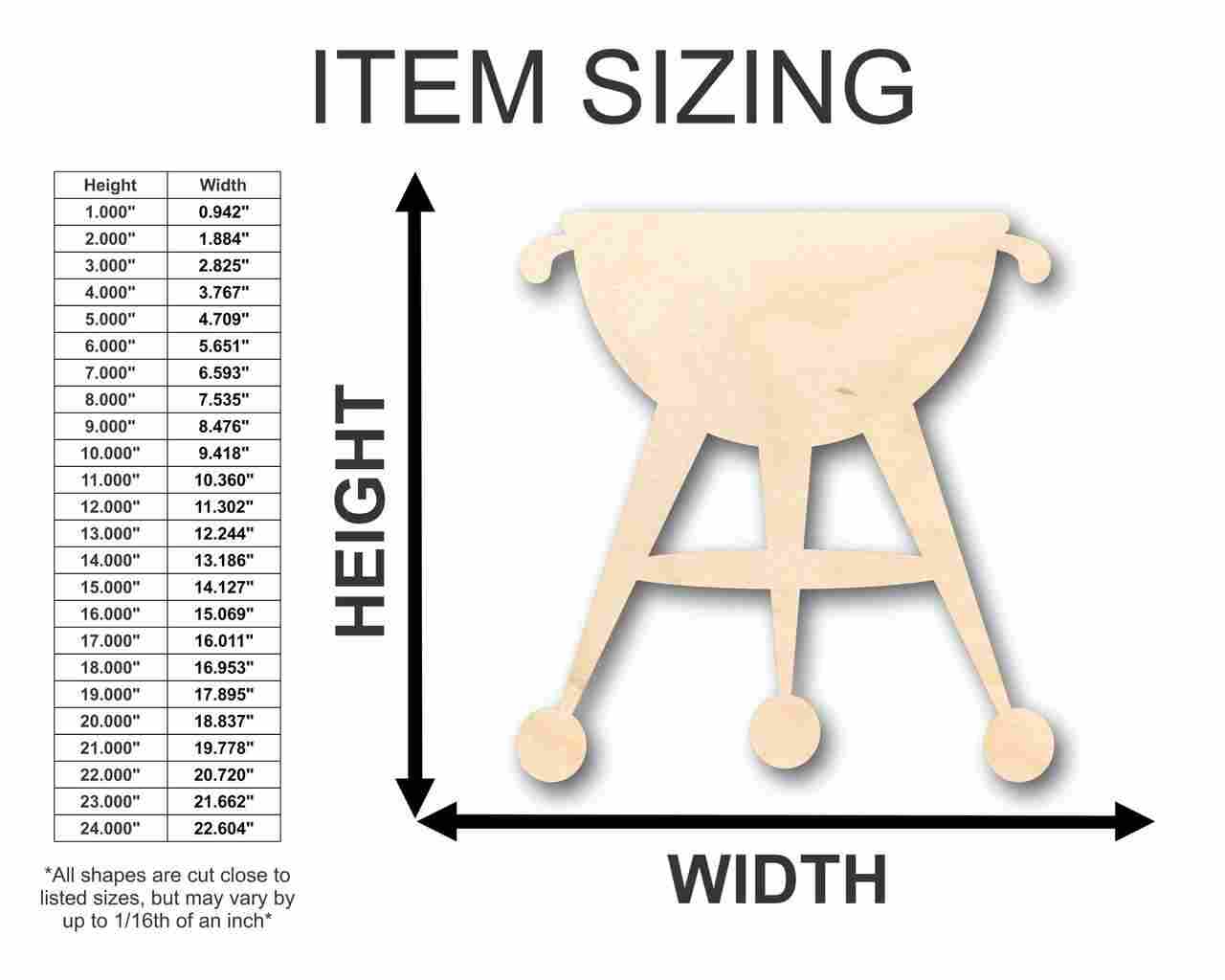 Unfinished Wood Grill Shape - Summer - Craft - up to 46" DIY - Image 2
