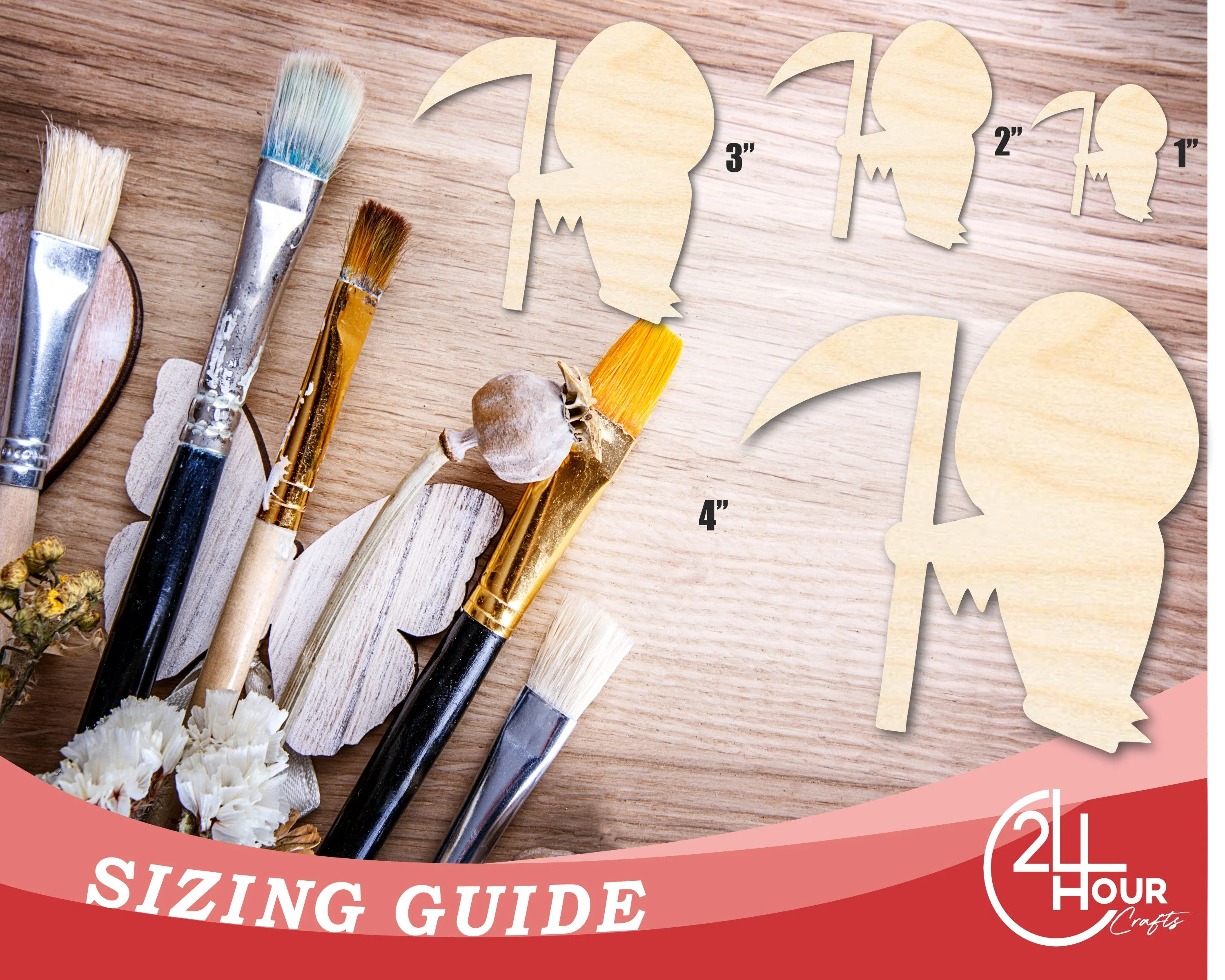 Unfinished Wood Grim Reaper Shape | Craft Cutout | up to 46" DIY - Image 3