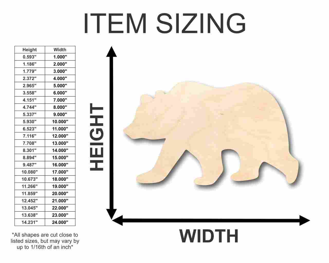 Unfinished Wood Grizzly Bear Shape - Animal - Craft - up to 46" DIY - Image 2
