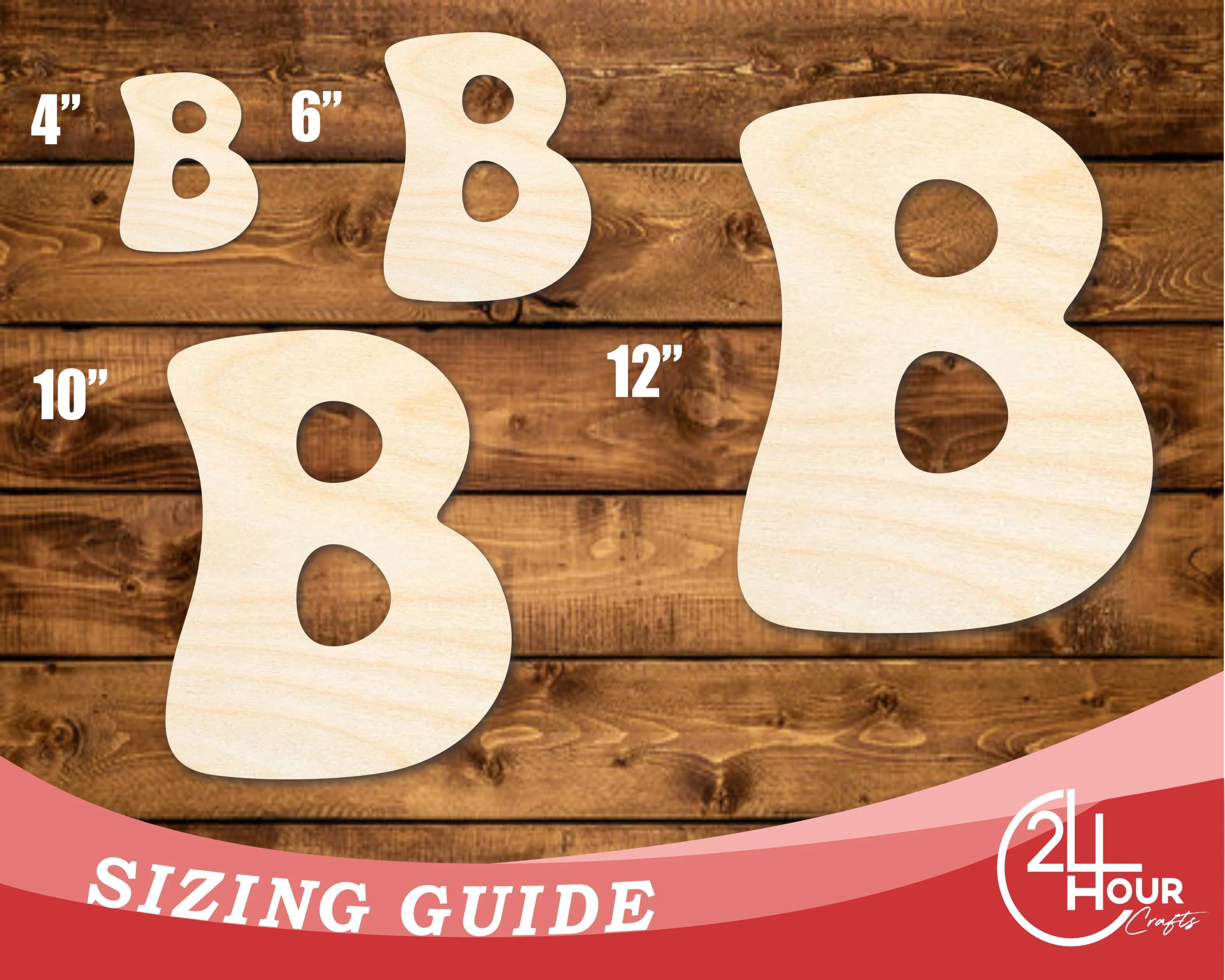 Unfinished Wood Groovy B Font Shape | DIY Craft Cutout | up to 46" DIY - Image 3