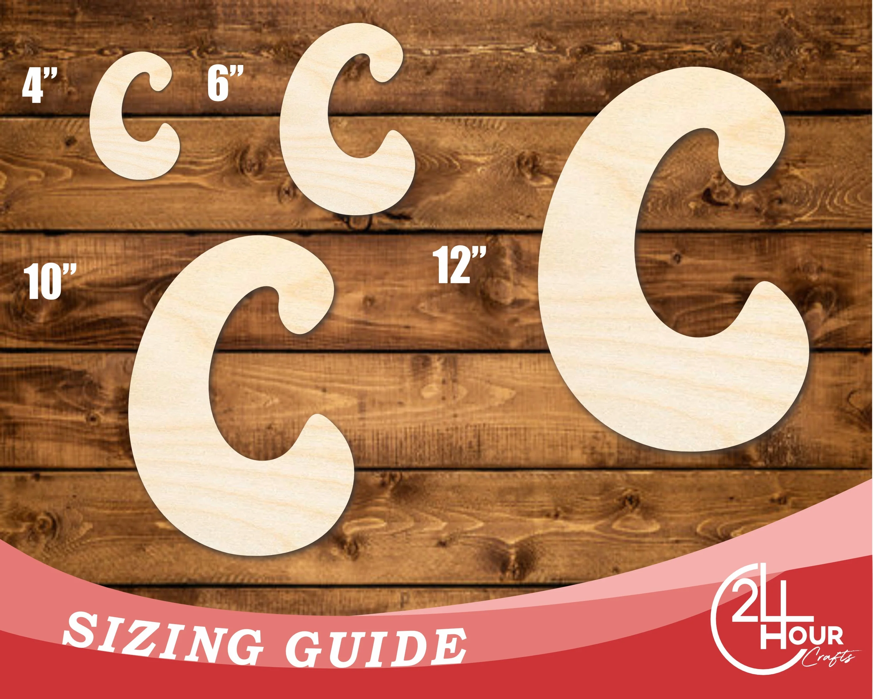 Unfinished Wood Groovy C Font Shape | DIY Craft Cutout | up to 46" DIY - Image 3