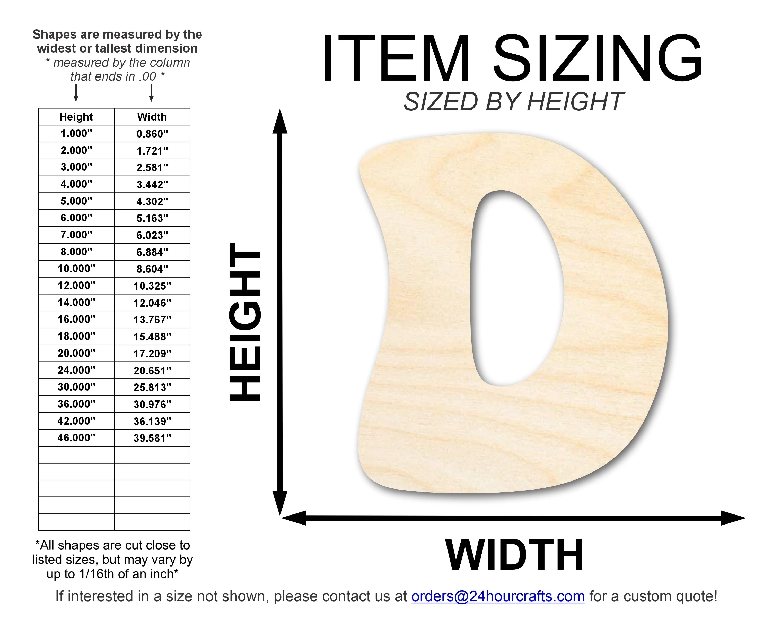 Unfinished Wood Groovy D Font Shape | DIY Craft Cutout | up to 46" DIY - Image 2