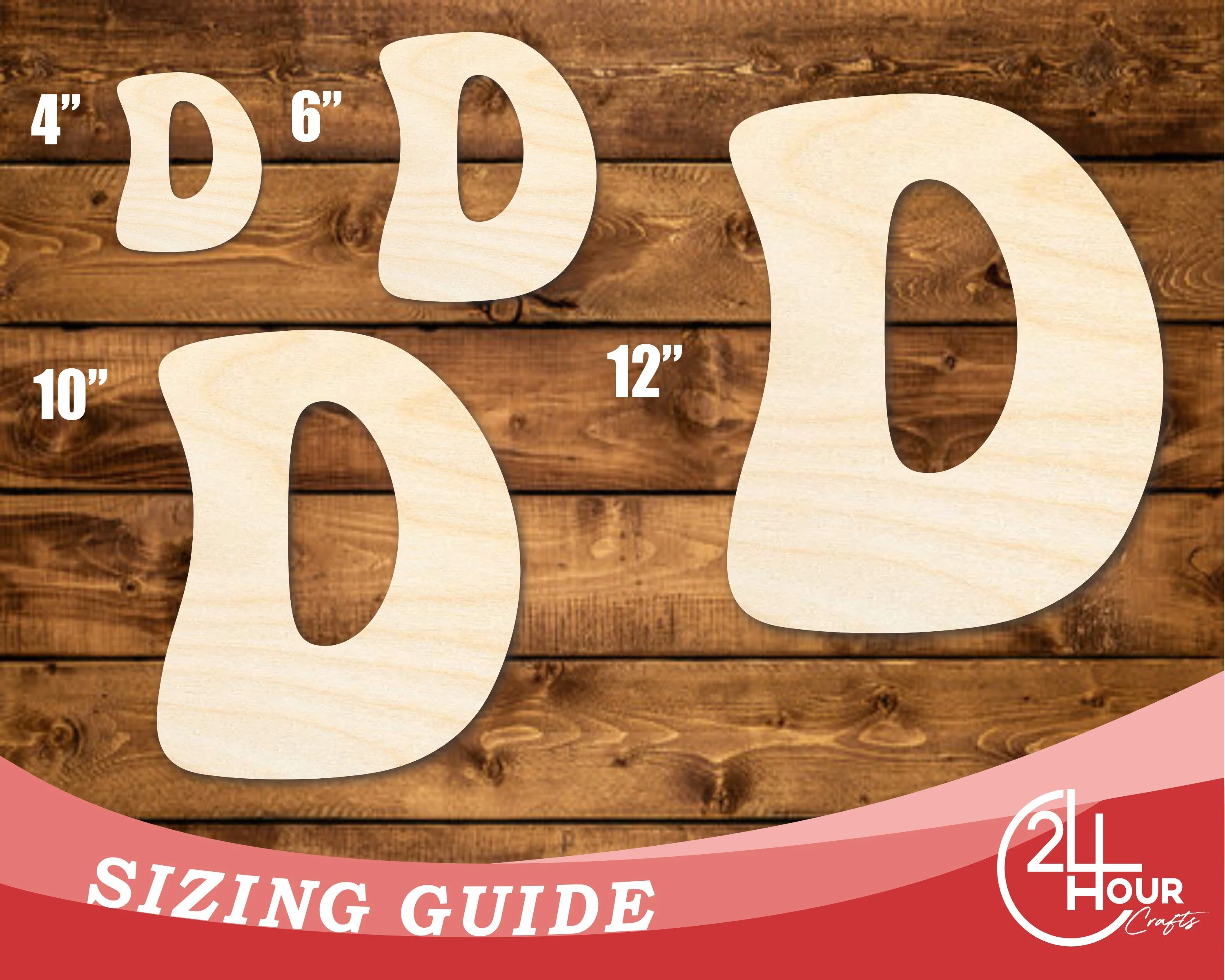 Unfinished Wood Groovy D Font Shape | DIY Craft Cutout | up to 46" DIY - Image 3
