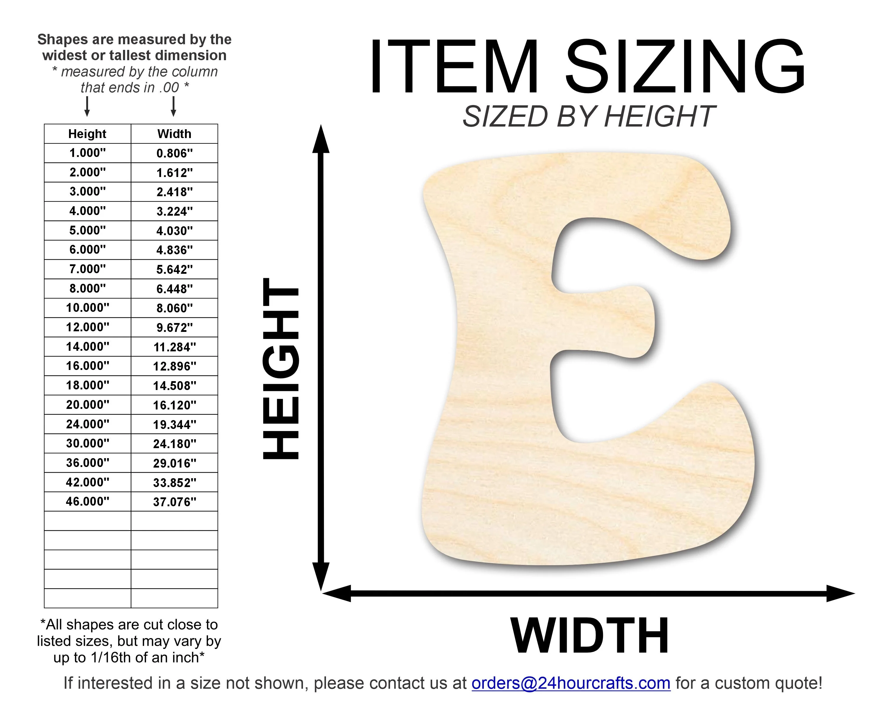 Unfinished Wood Groovy E Font Shape | DIY Craft Cutout | up to 46" DIY - Image 2
