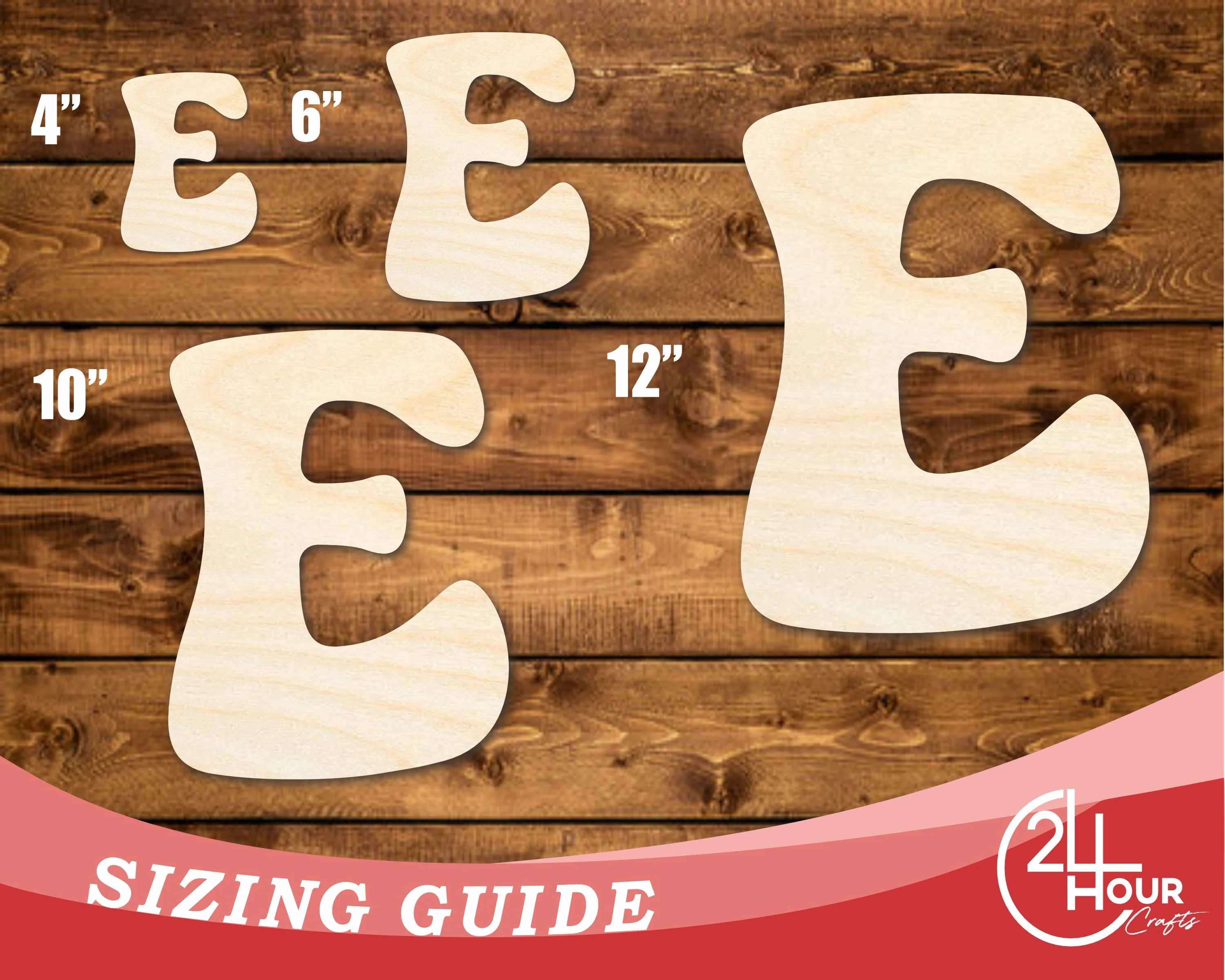 Unfinished Wood Groovy E Font Shape | DIY Craft Cutout | up to 46" DIY - Image 3