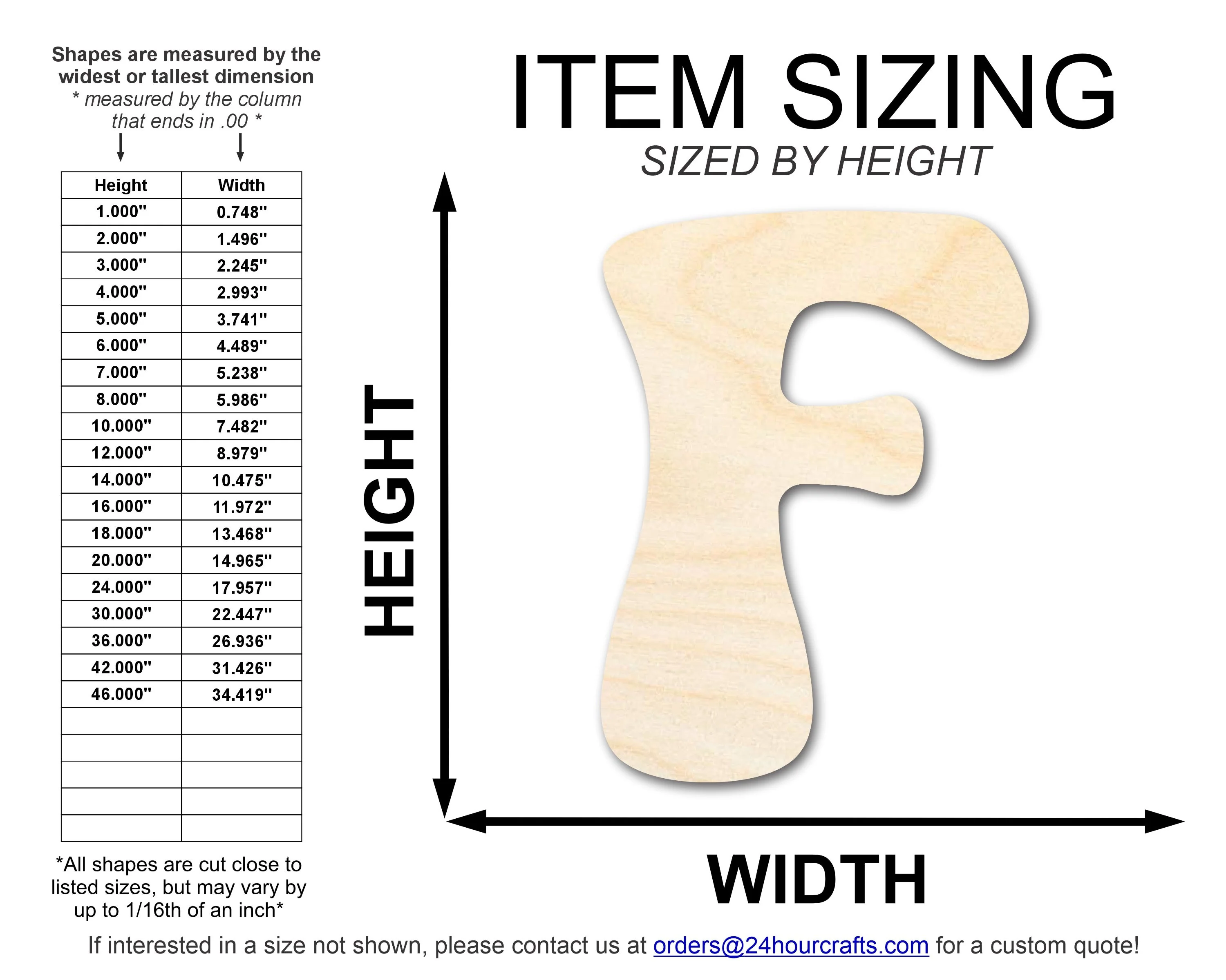 Unfinished Wood Groovy F Font Shape | DIY Craft Cutout | up to 46" DIY - Image 2