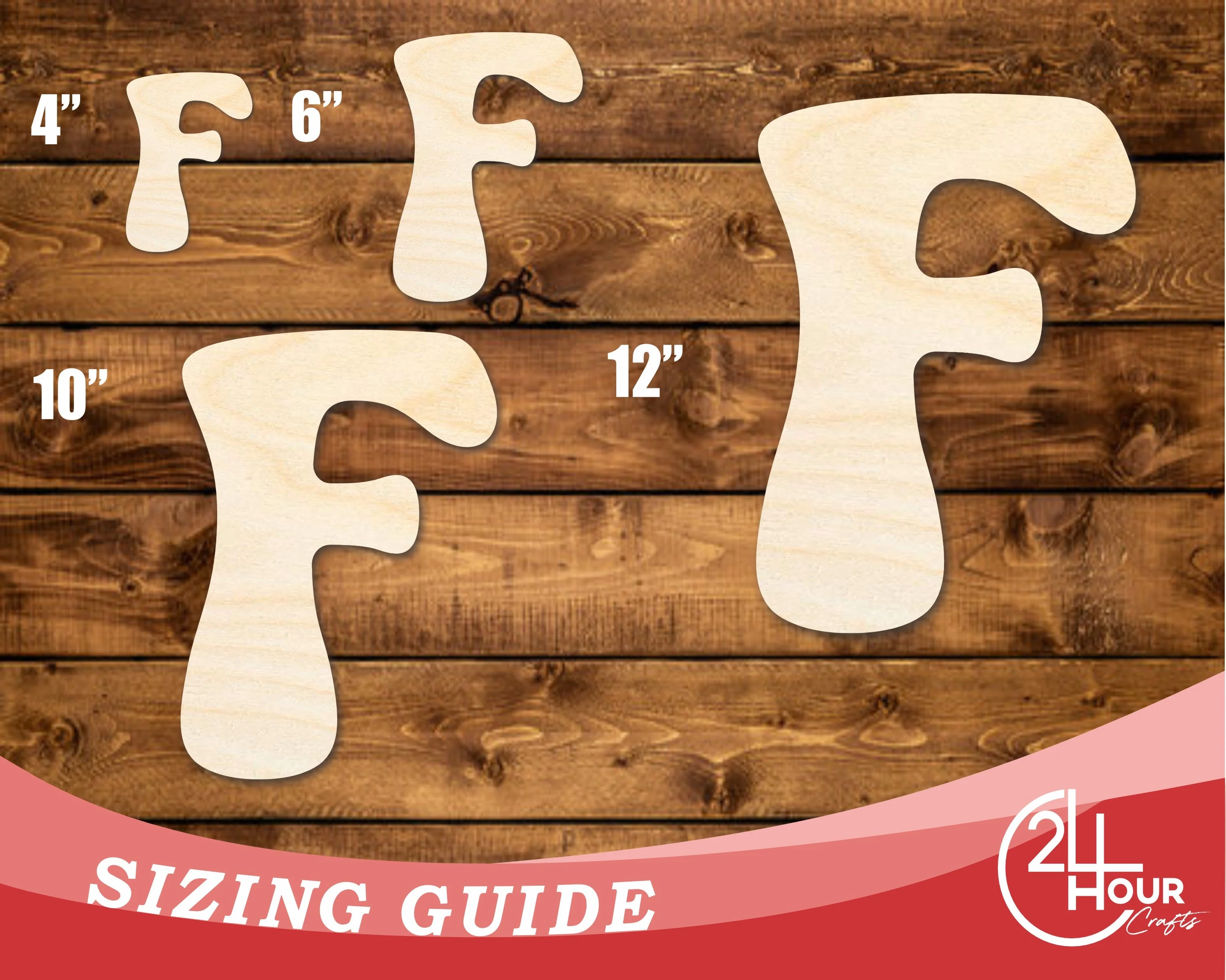 Unfinished Wood Groovy F Font Shape | DIY Craft Cutout | up to 46" DIY - Image 3