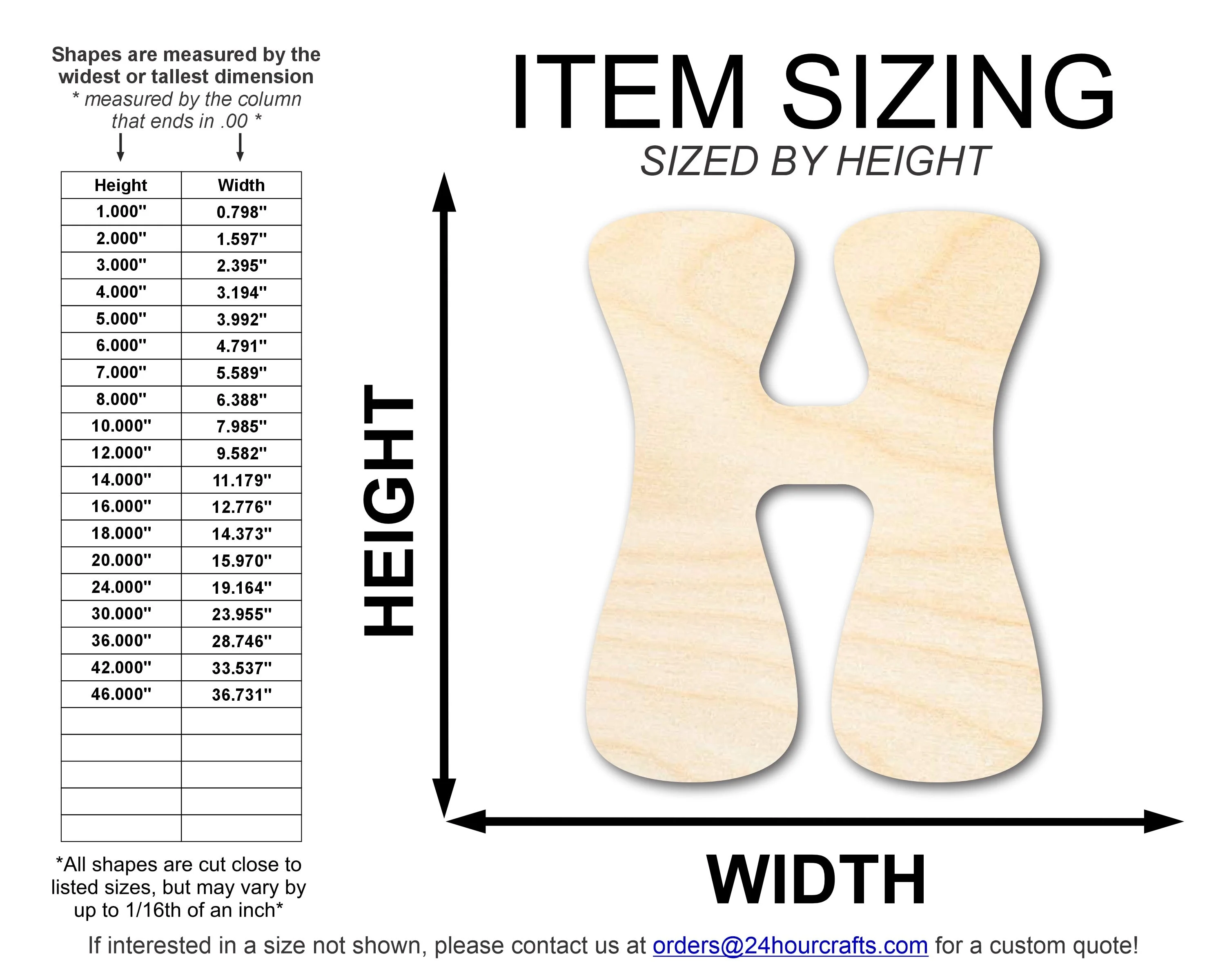 Unfinished Wood Groovy H Font Shape | DIY Craft Cutout | up to 46" DIY - Image 2