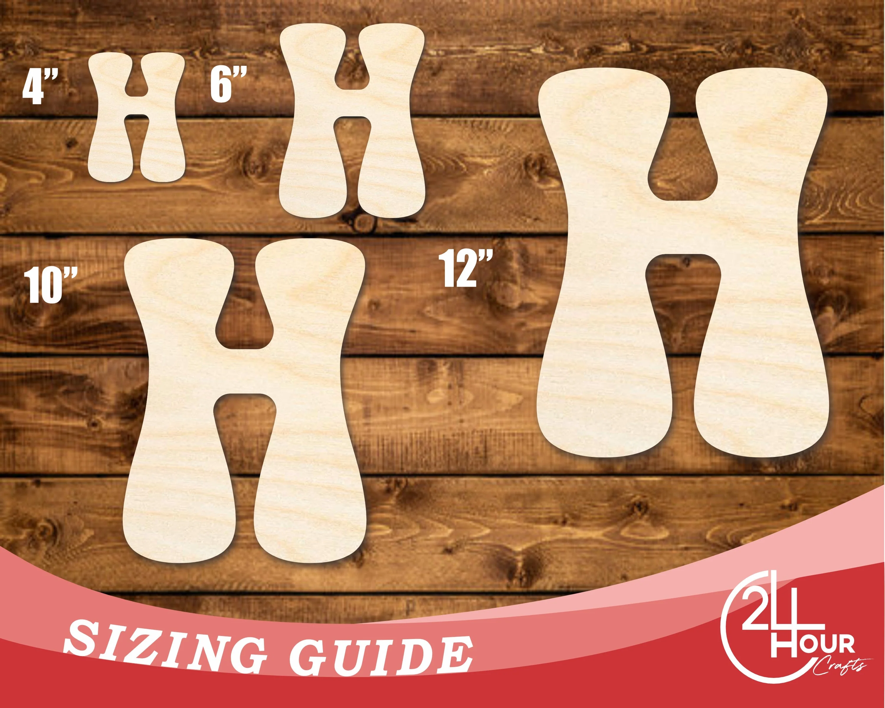 Unfinished Wood Groovy H Font Shape | DIY Craft Cutout | up to 46" DIY - Image 3