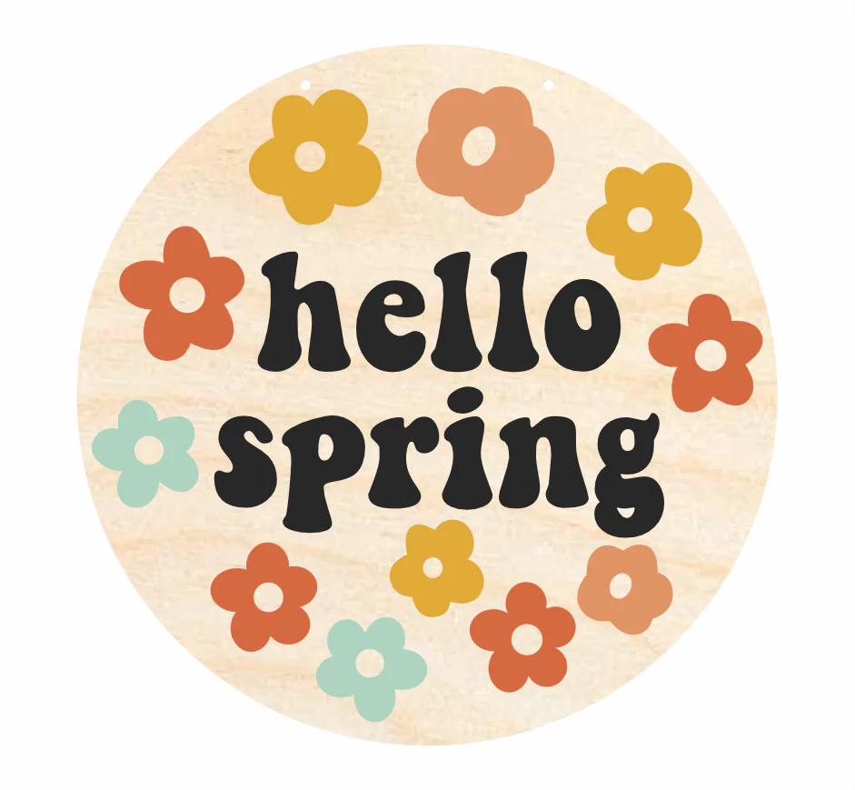 Unfinished Wood Groovy Hello Spring Door Sign Kit | Wood Craft Cutouts | 1/4" Thick | - Image 2