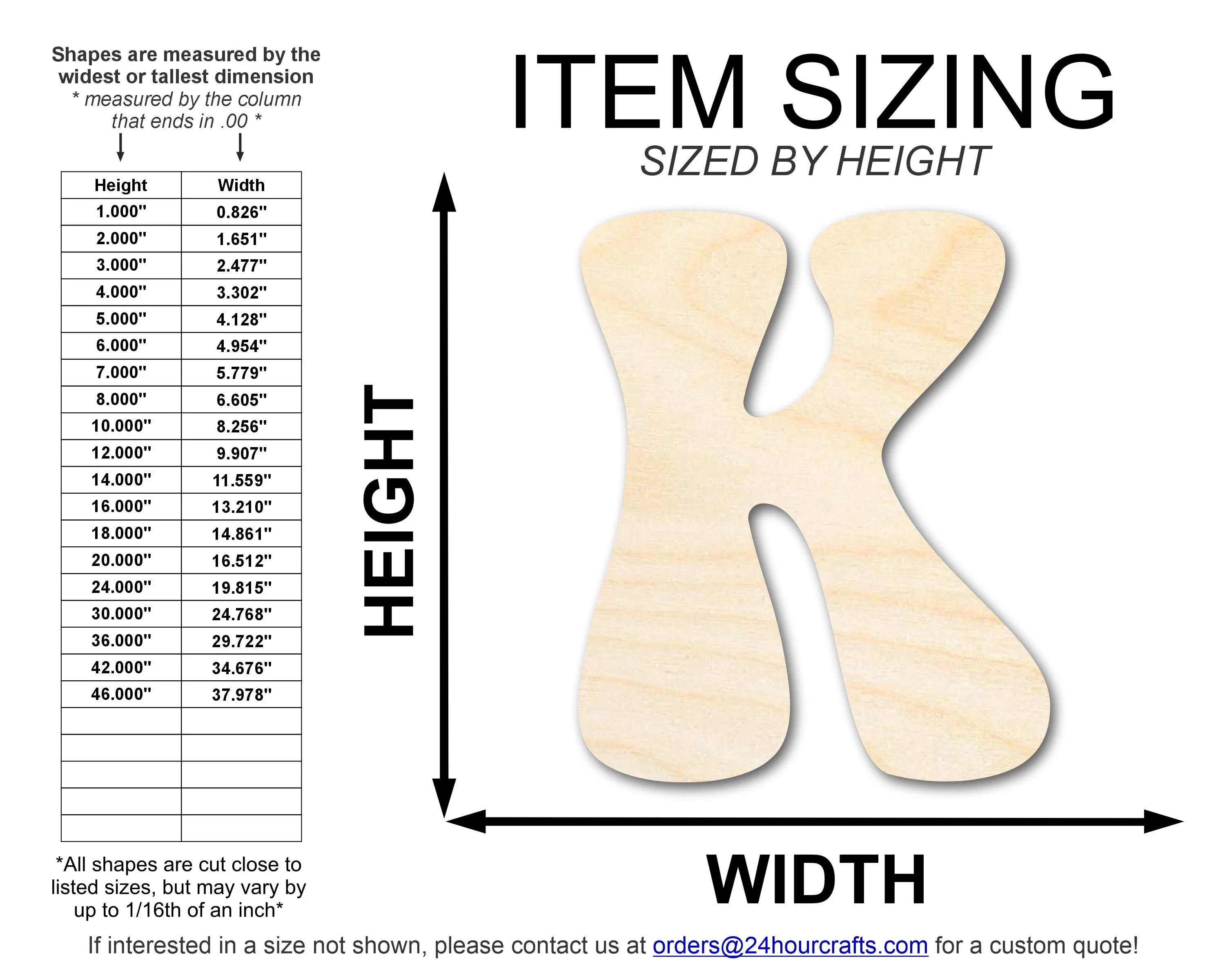 Unfinished Wood Groovy K Font Shape | DIY Craft Cutout | up to 46" DIY - Image 2