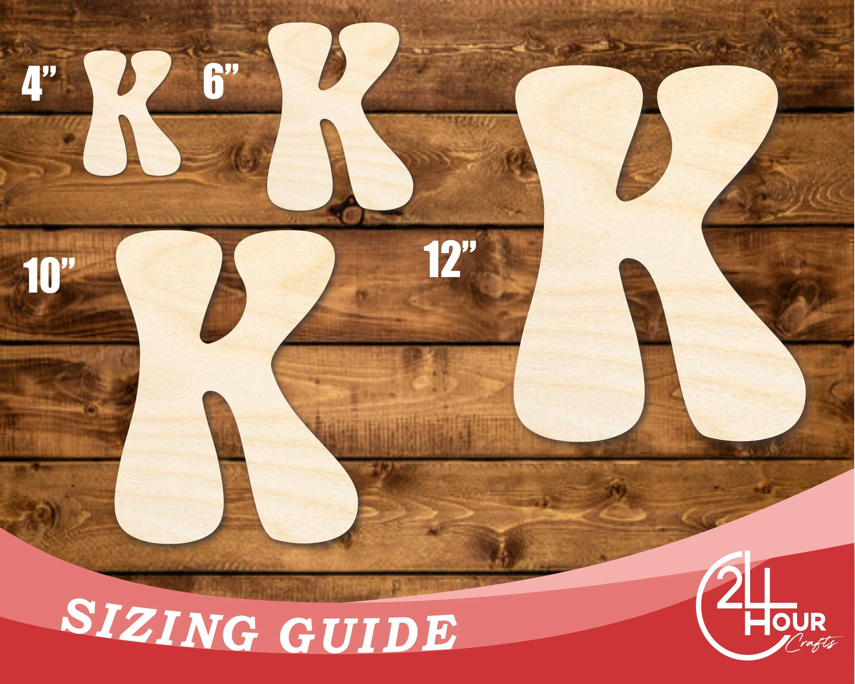 Unfinished Wood Groovy K Font Shape | DIY Craft Cutout | up to 46" DIY - Image 3