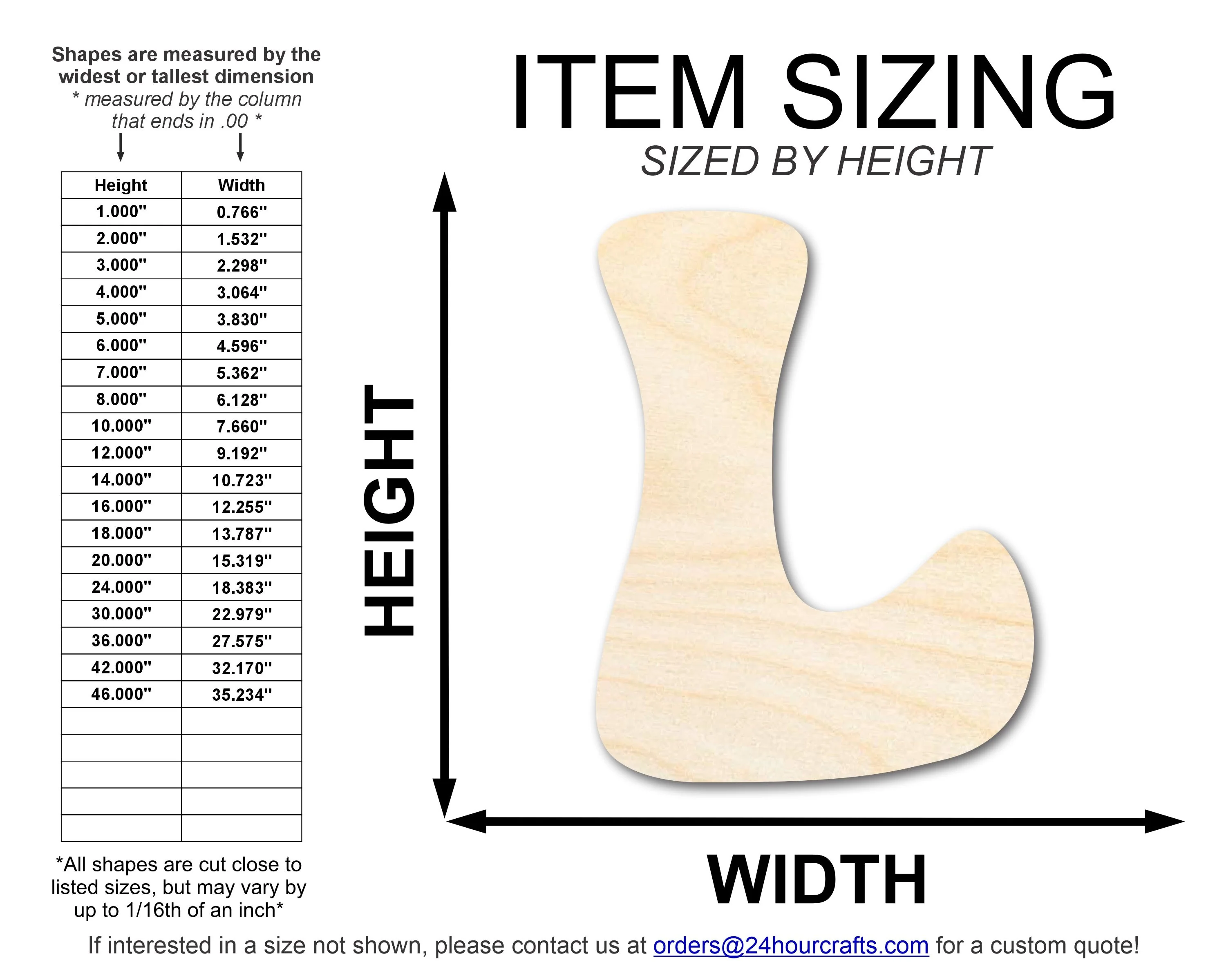 Unfinished Wood Groovy L Font Shape | DIY Craft Cutout | up to 46" DIY - Image 2