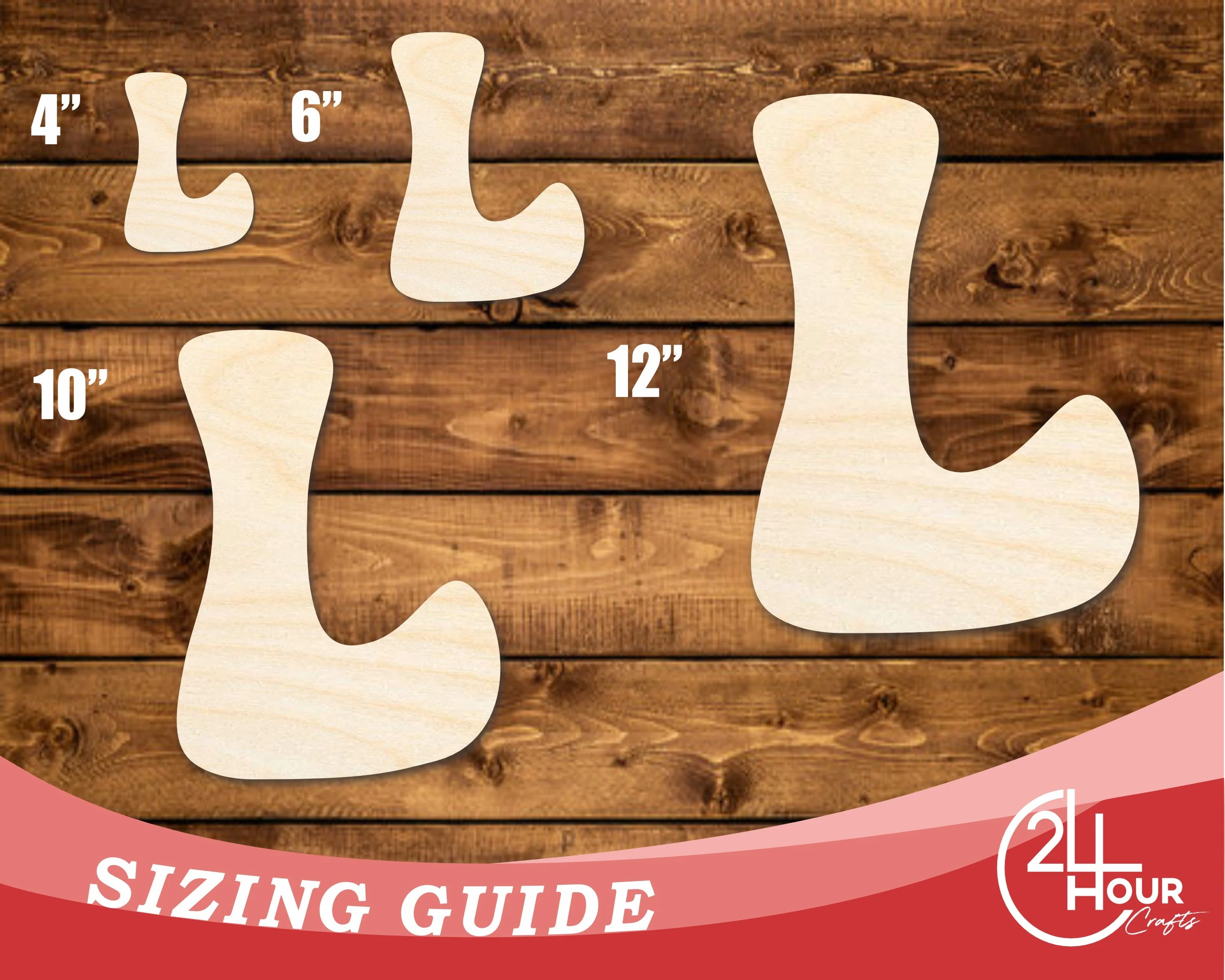 Unfinished Wood Groovy L Font Shape | DIY Craft Cutout | up to 46" DIY - Image 3